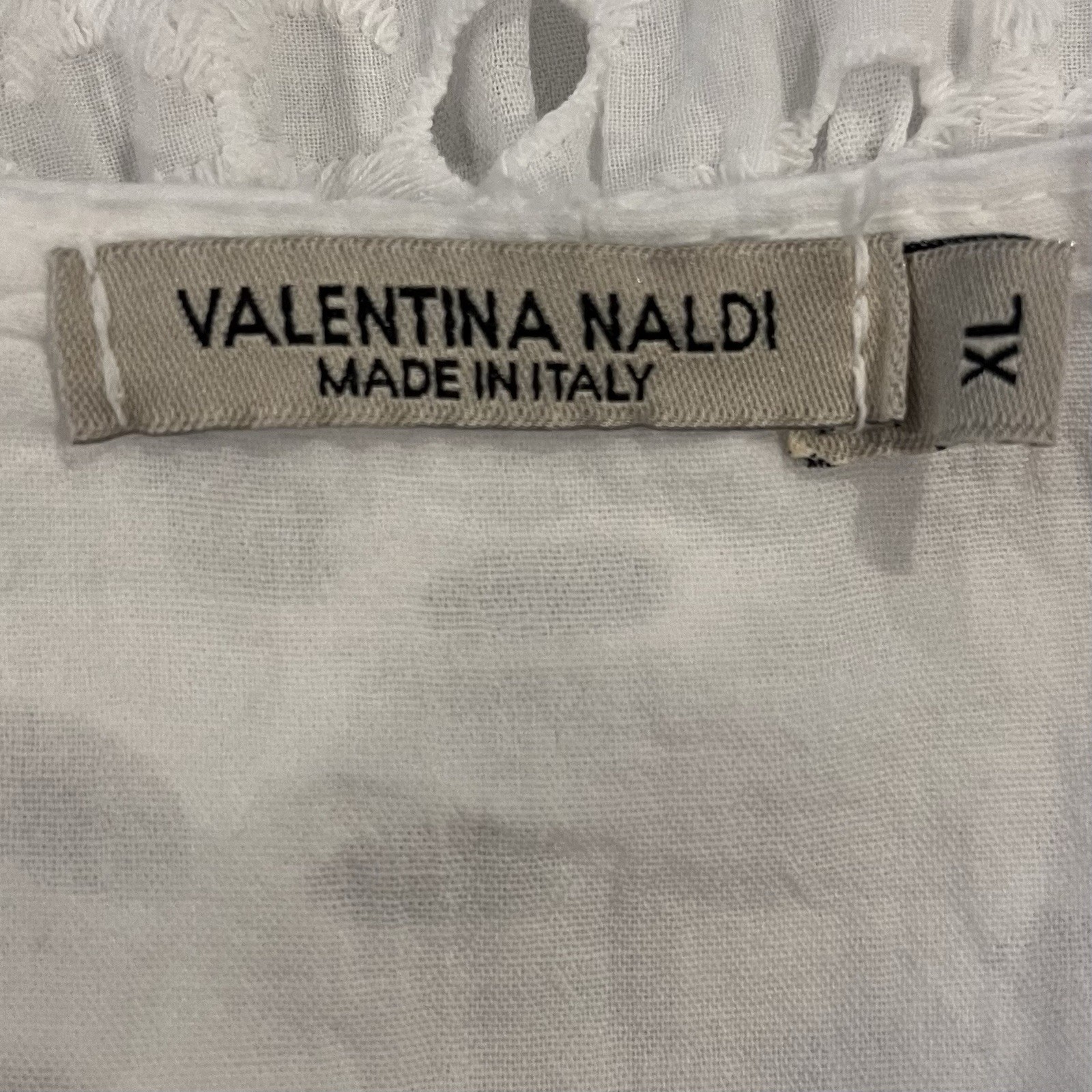 VALENTINA NALDI WHITE COTTON EYELET MIDI DRESS SIZE X-LARGE MADE IN ITALY