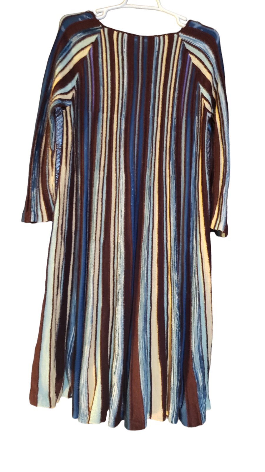 Anthropologie Moth Sweater Dress Brown Medium Midi Striped Semi Sheer No Liner