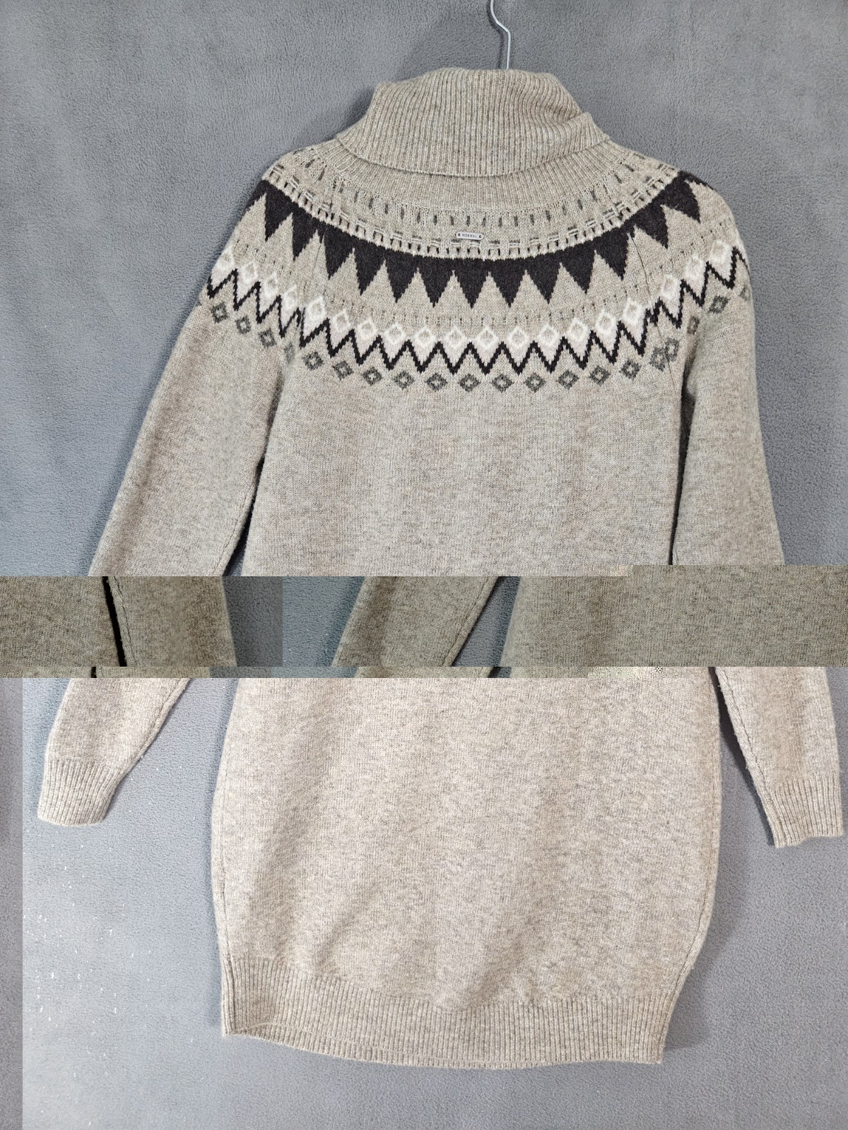 The Normal Brand Arvada Fair Isle Sweater Knit Dress Oatmeal Wool Blend Sz XS
