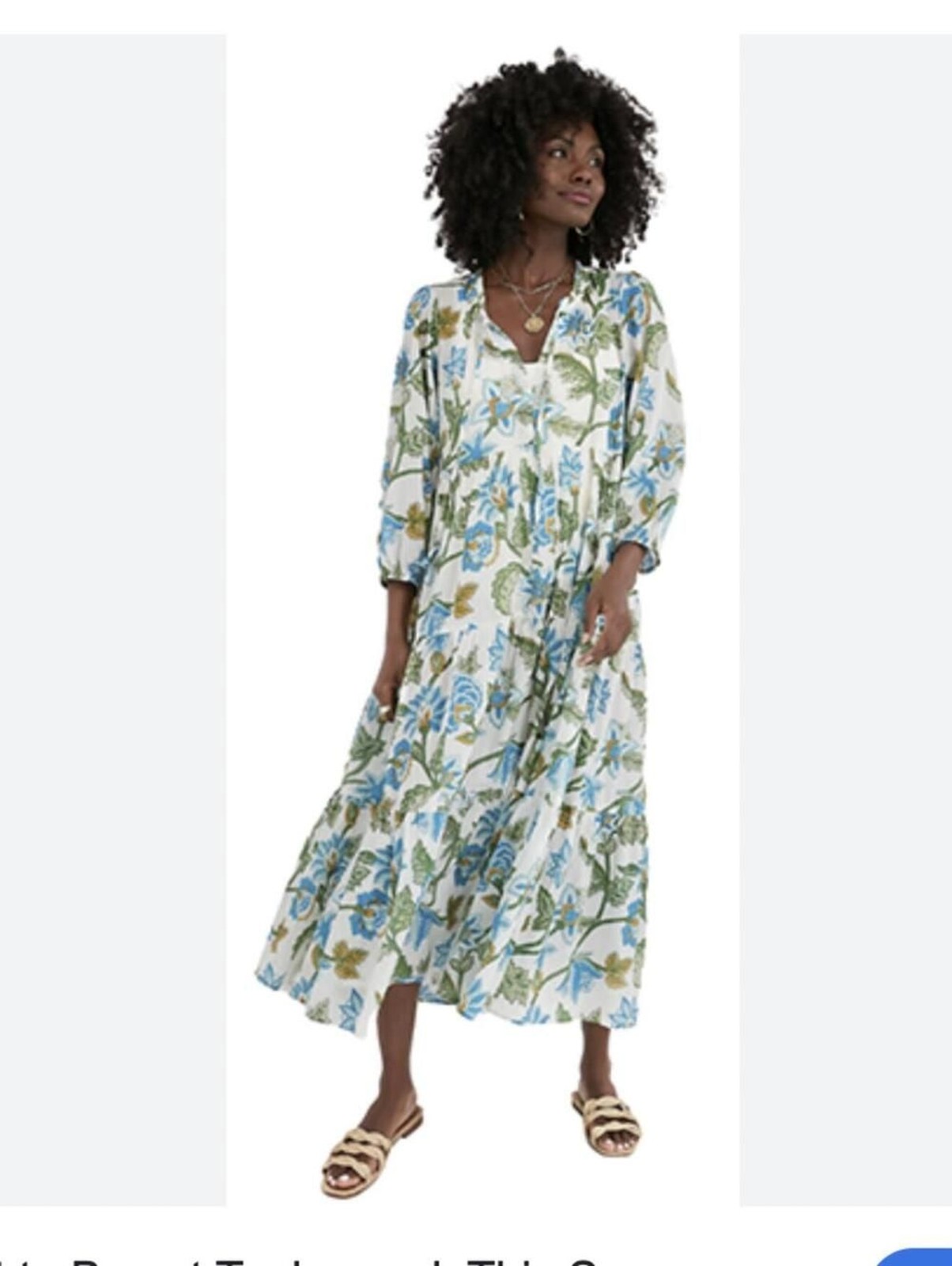 Tuckernuck Sea Glass Chintz Salty Paloma Caftan Dress Size M