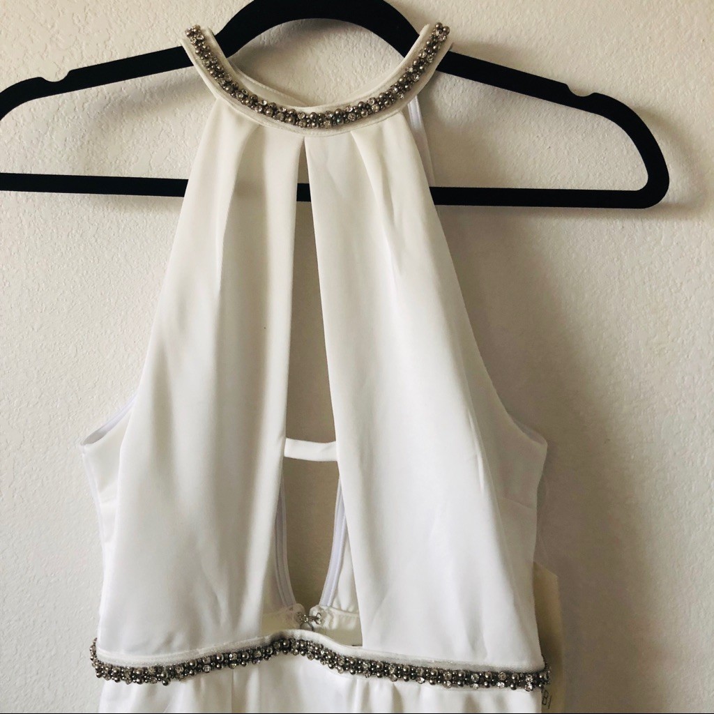 Tobi White Embellished Halter Skater Dress Size S – Used