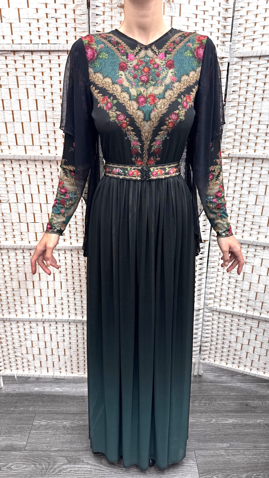Negrin Elegant Full length Floral dress Size – S – NWT.