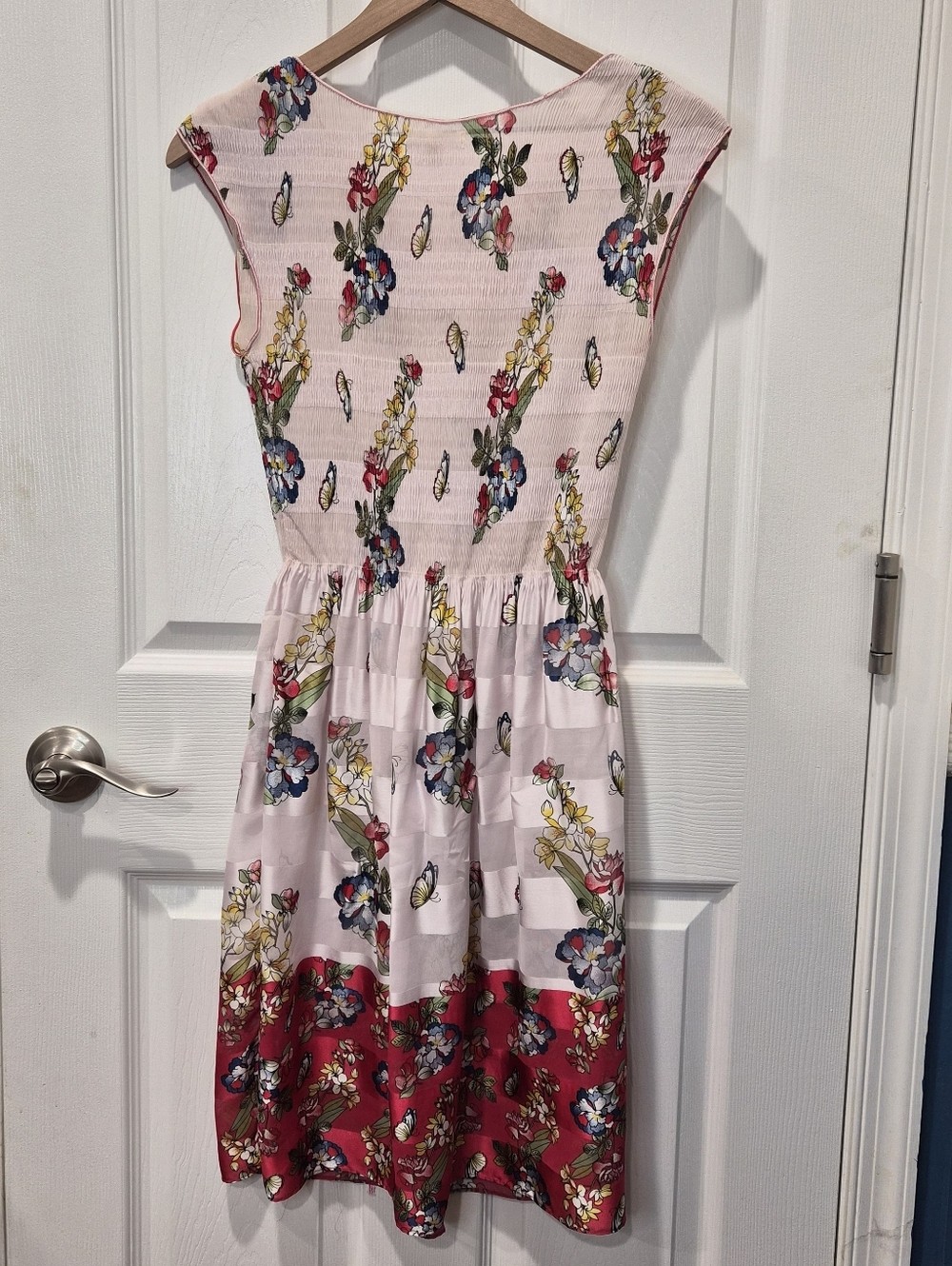 Max Studio Floral Butterfly Print Stretch Sleeveless Sheer Dress Size Small
