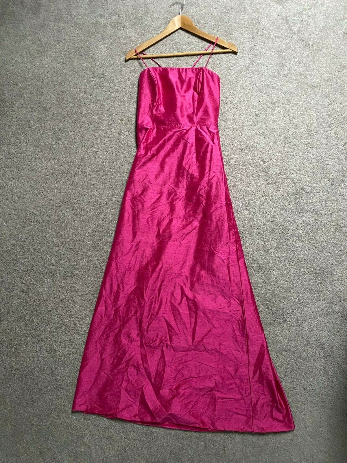 WATTERS & WATTERS Long Gown Formal sz 6 Pink SILK Spaghetti Strap BRIDESMAID