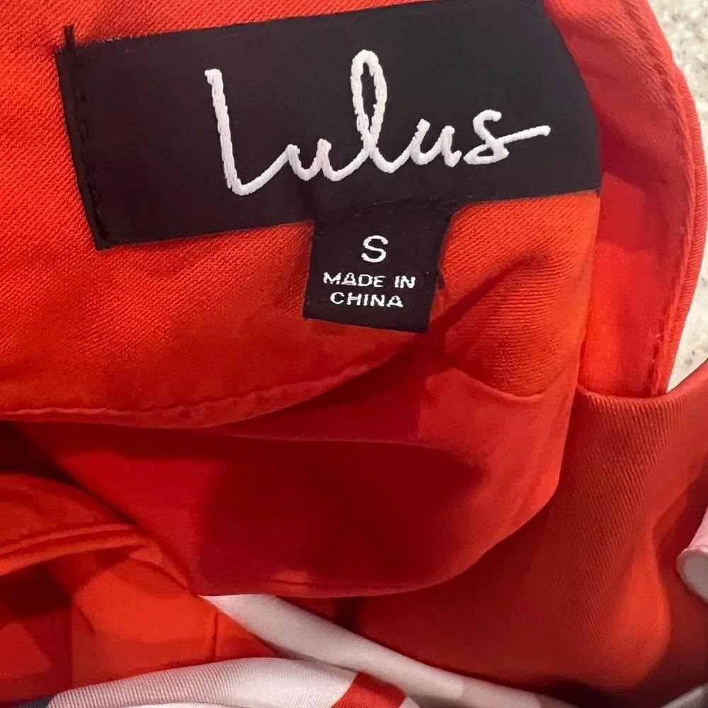 Lulus Womens Mini Dress Small Orange Resort Striped Scarf Back Bow Detail