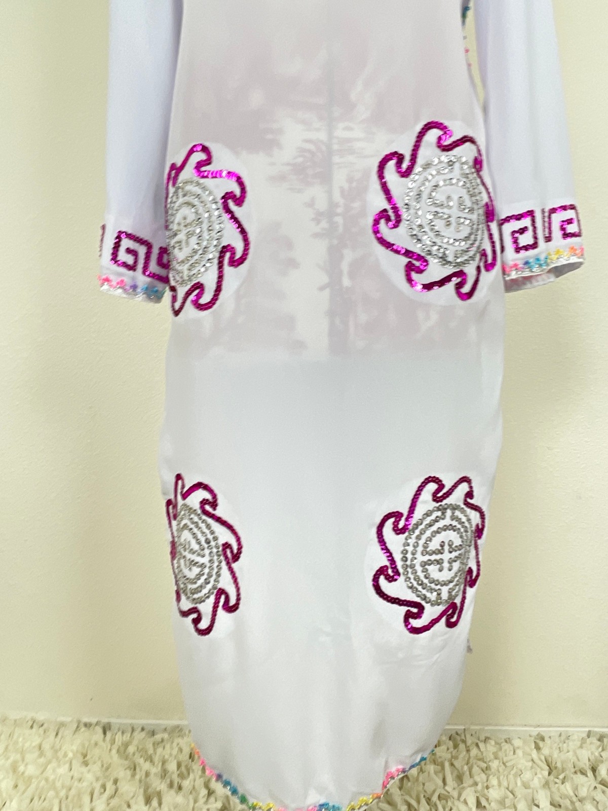 Chinese Dress COLORFUL SEQUIN Holiday New Year Performance Party Costume Sz L ?