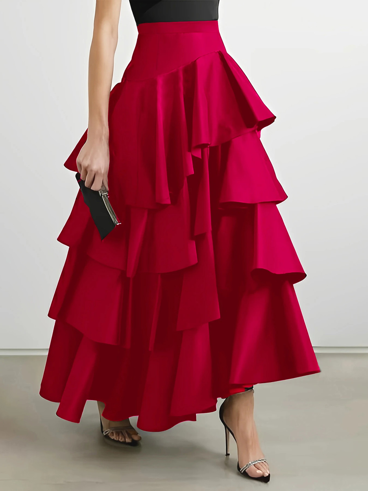 Fashion high waist skirt women’s patchwork cake skirt slimming temperament big s