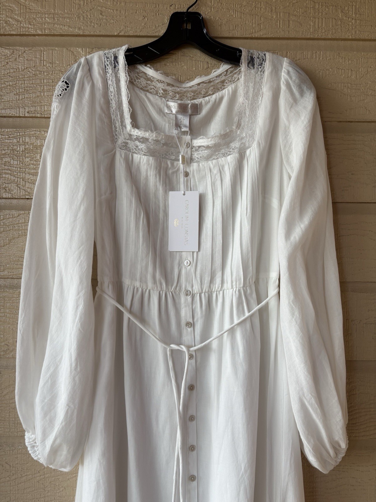Caroline Constas women White Cotton Lace Embroidered Midi to Maxi Dress sz Large