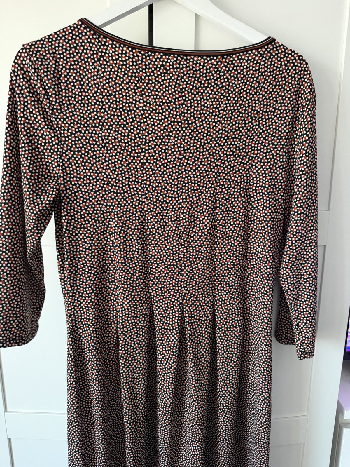 Max Studio Brown Cream Ditsy Spotty Size L Dress Knee Length Smart