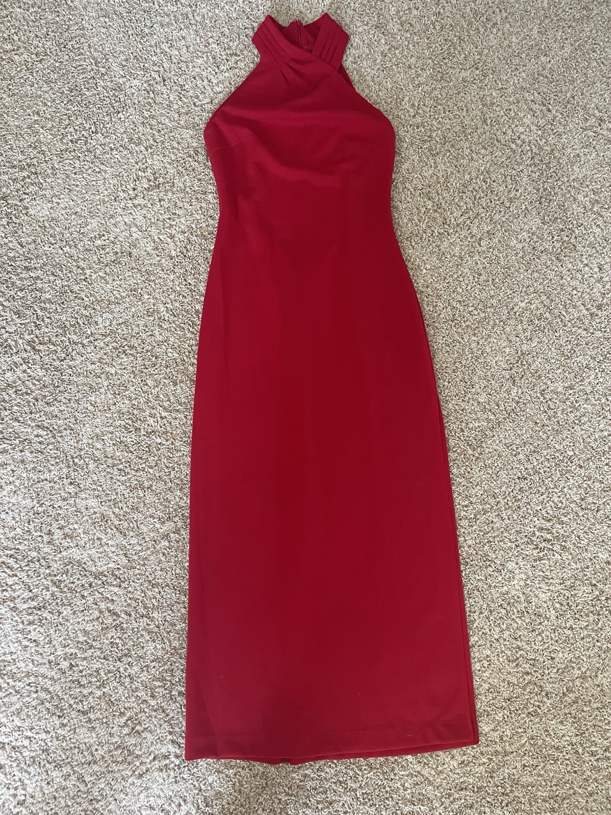 Rachel Roy Sexy Red Bodycon Halter Fitted Dress with Thigh High Split Large