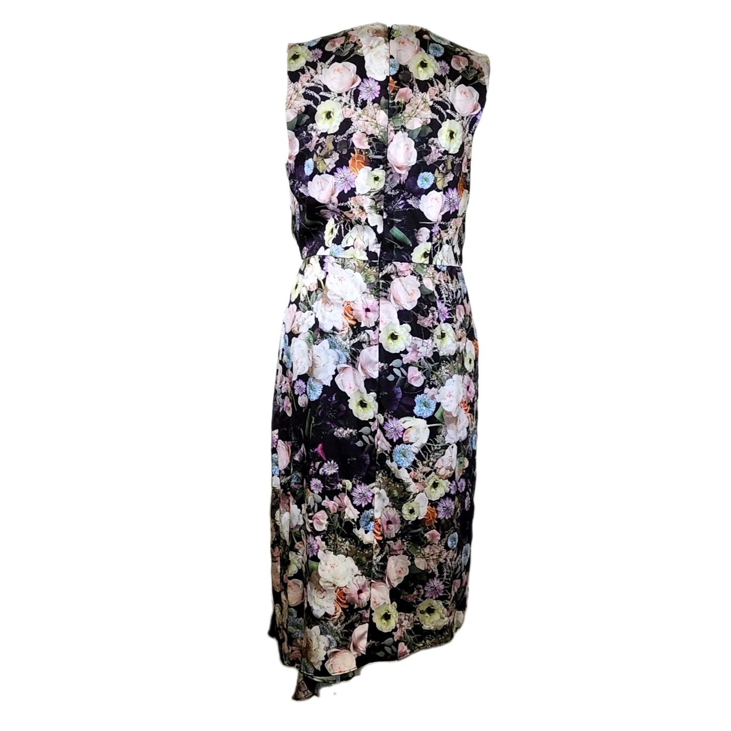 ADAM LIPPES Collective Black Floral Side Drape Dress Sz 6 RTR Florist Collab