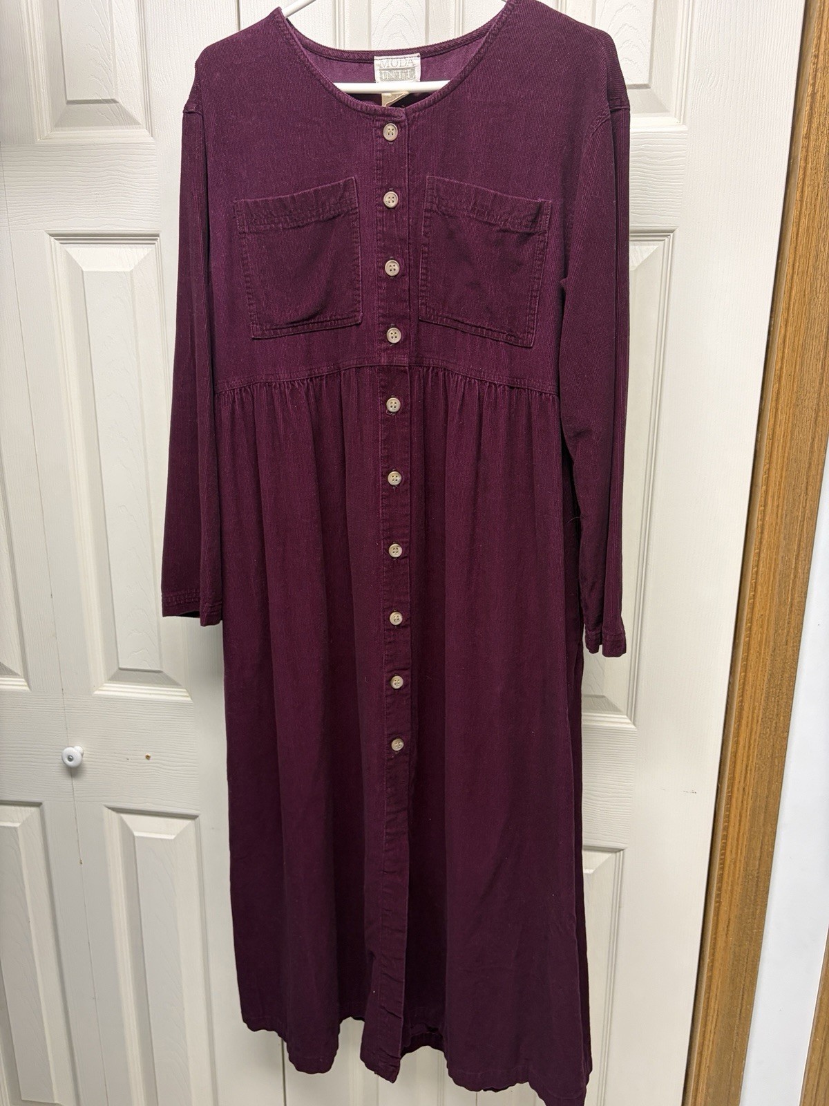 Moda Intl Purple High Waist Corduroy Dress Pockets Excllnt Victoria Secret Sz 12