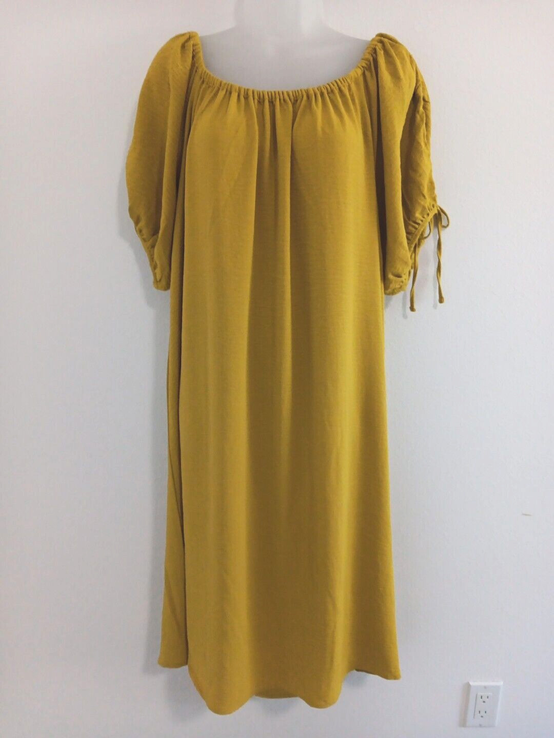 Alex & Parker Dress Womens 2XL Popover NEW Yellow Stretch Midi Beach Flowing
