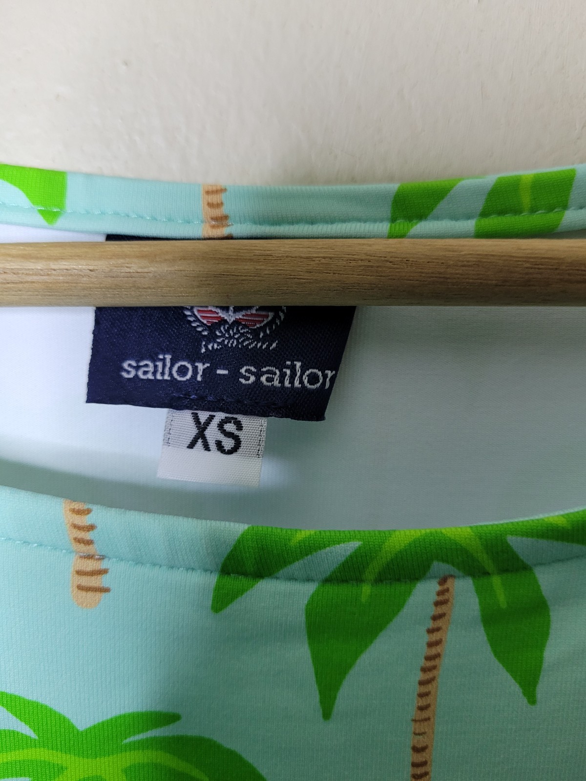 Sailor Sailor Palm Tree Shift Dress Preppy Ruffle Sleeve Packable Size XS
