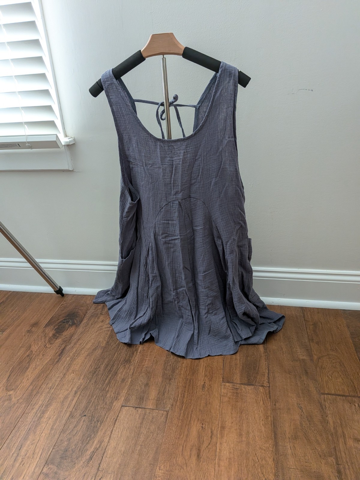 sleeveless dress – blue gray with pockets, XL