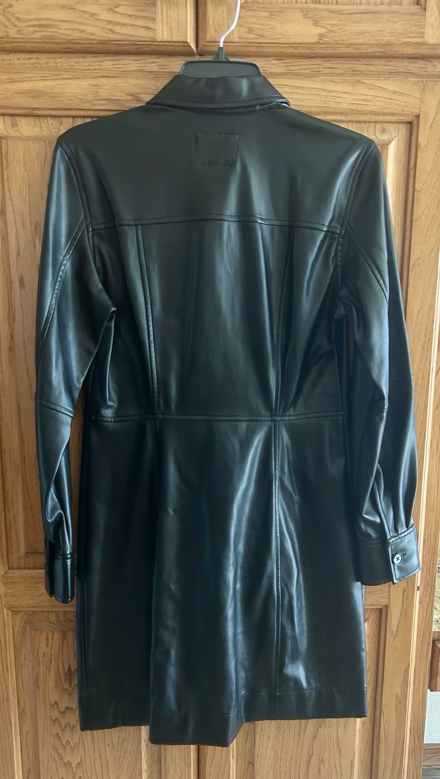 !! NEW !! Rails Ruby Faux Leather Long Sleeve Mini Shirtdress Black SZ M