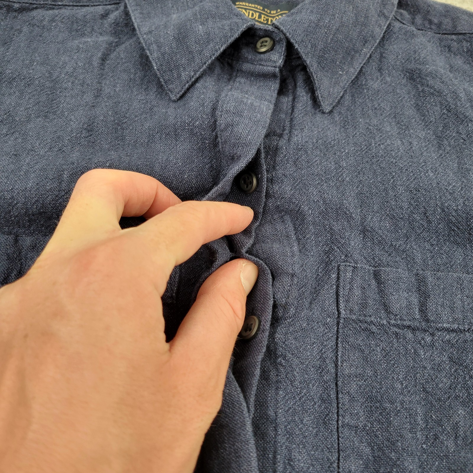 Pendleton Linen Dress Womens Small Blue Buttons Pockets Woolen Mills