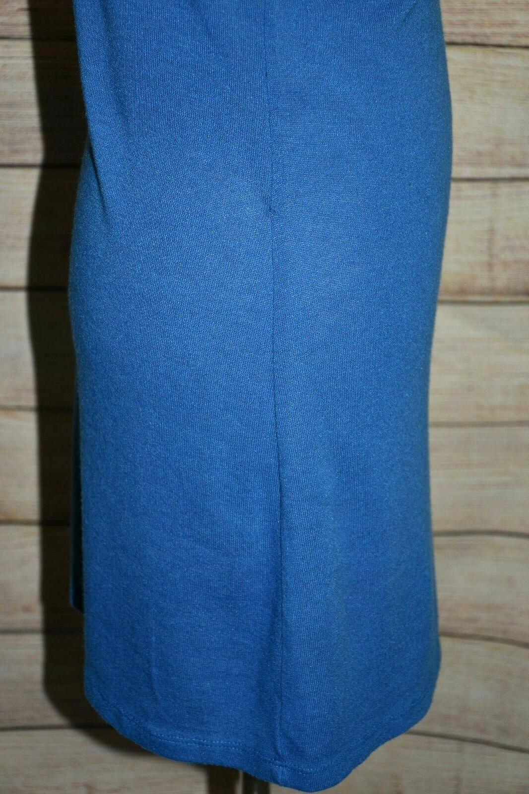 L8TER S M ROYAL BLUE SCOOP DRAPE NECK SILVER STUD SHIRT TUNIC TOP / DRESS