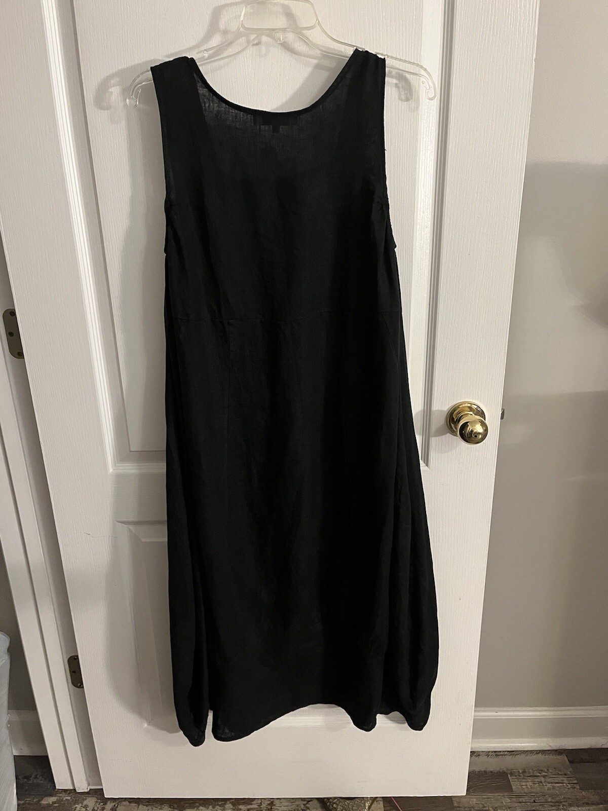 Becasa Black 100% Linen Dress Very Nice One Size M L Still Deep Black W/Pockets
