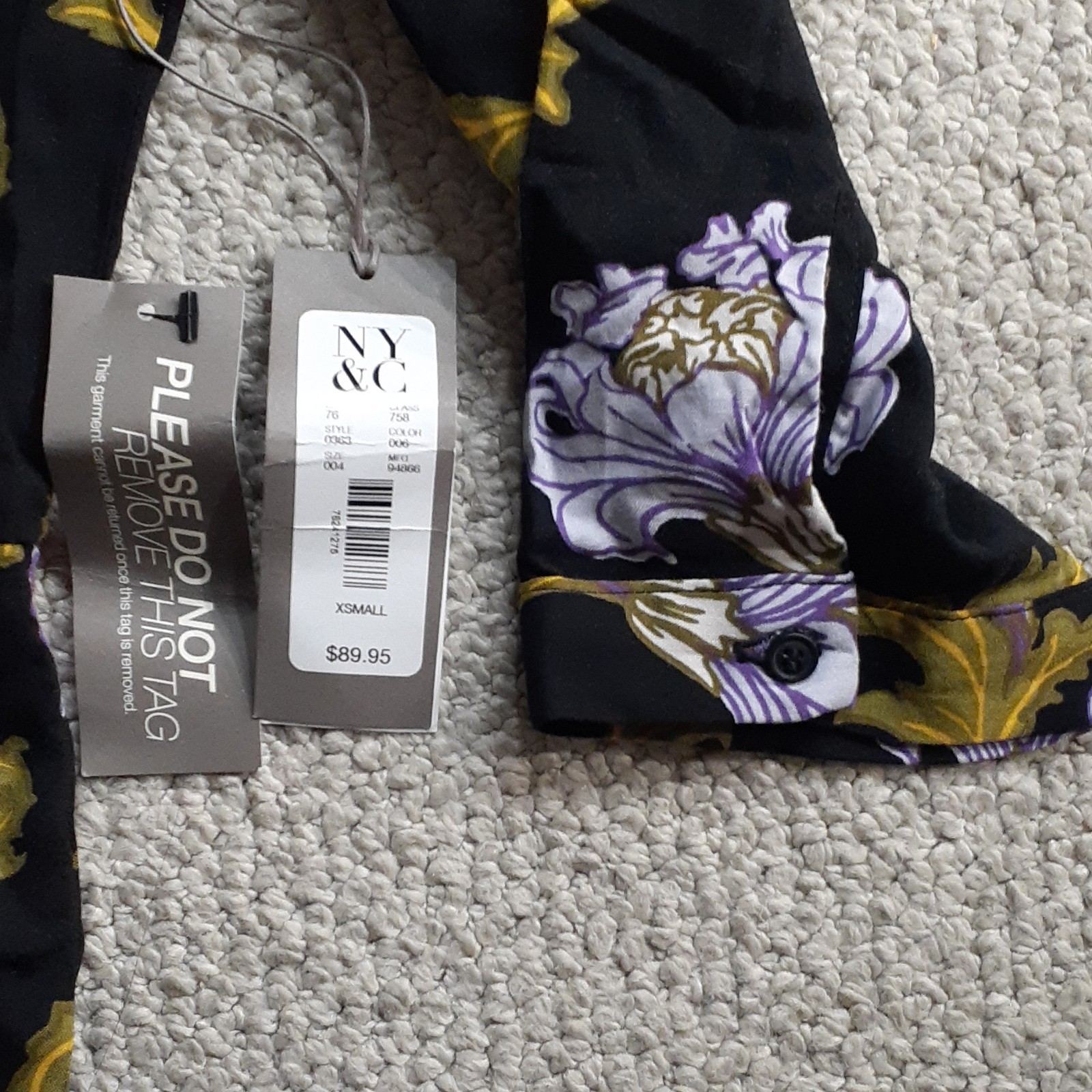 Eva Mendes Black Floral Button-Front Collared Maxi Shirtdress Size XS