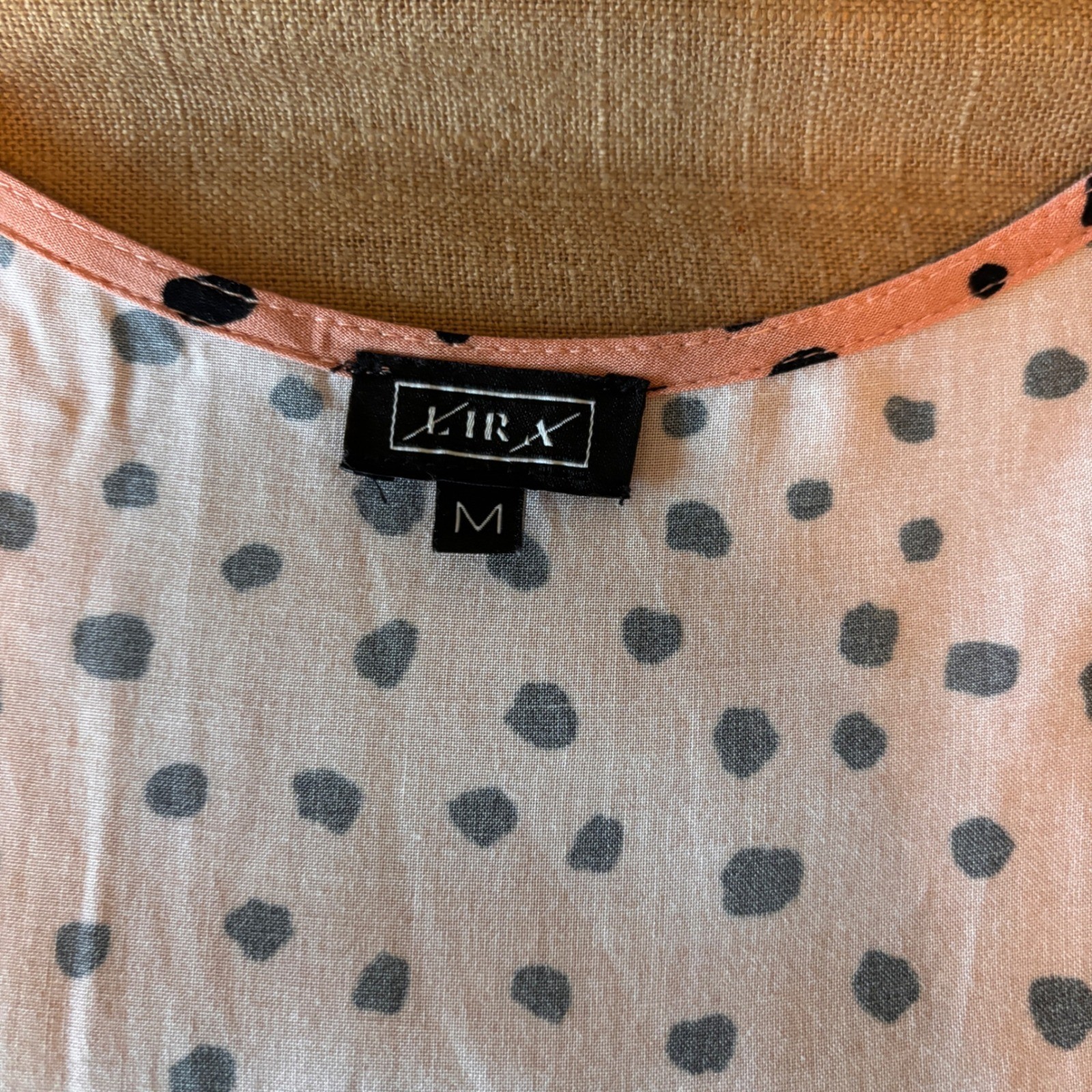 Lira Pink Polka Dot Wrap Dress High Low Ruffle Hem V-Neck M