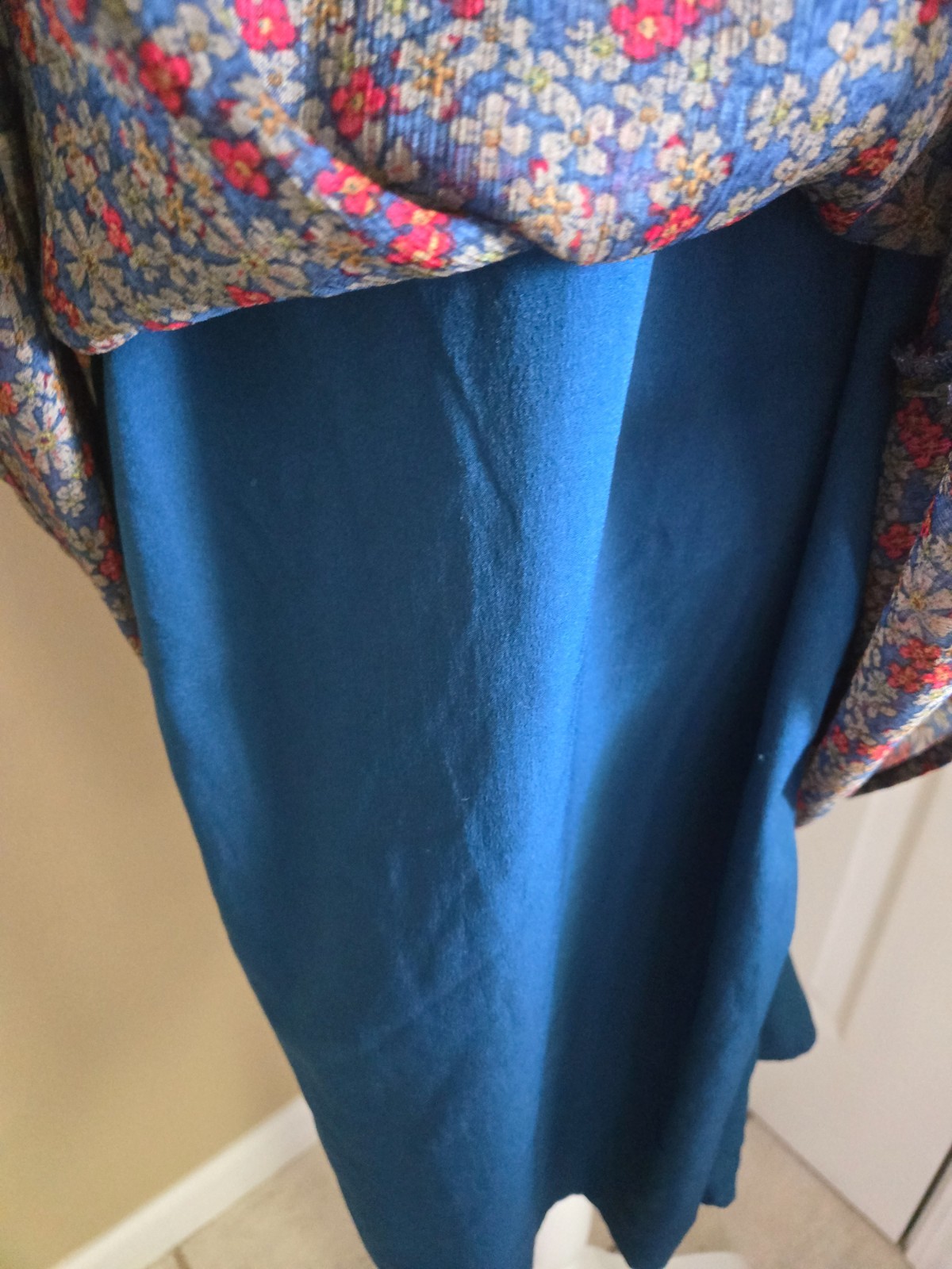 Converse One Sleevless Tie Waist Ruffle Front Floral Dark Blue Dress Size XL