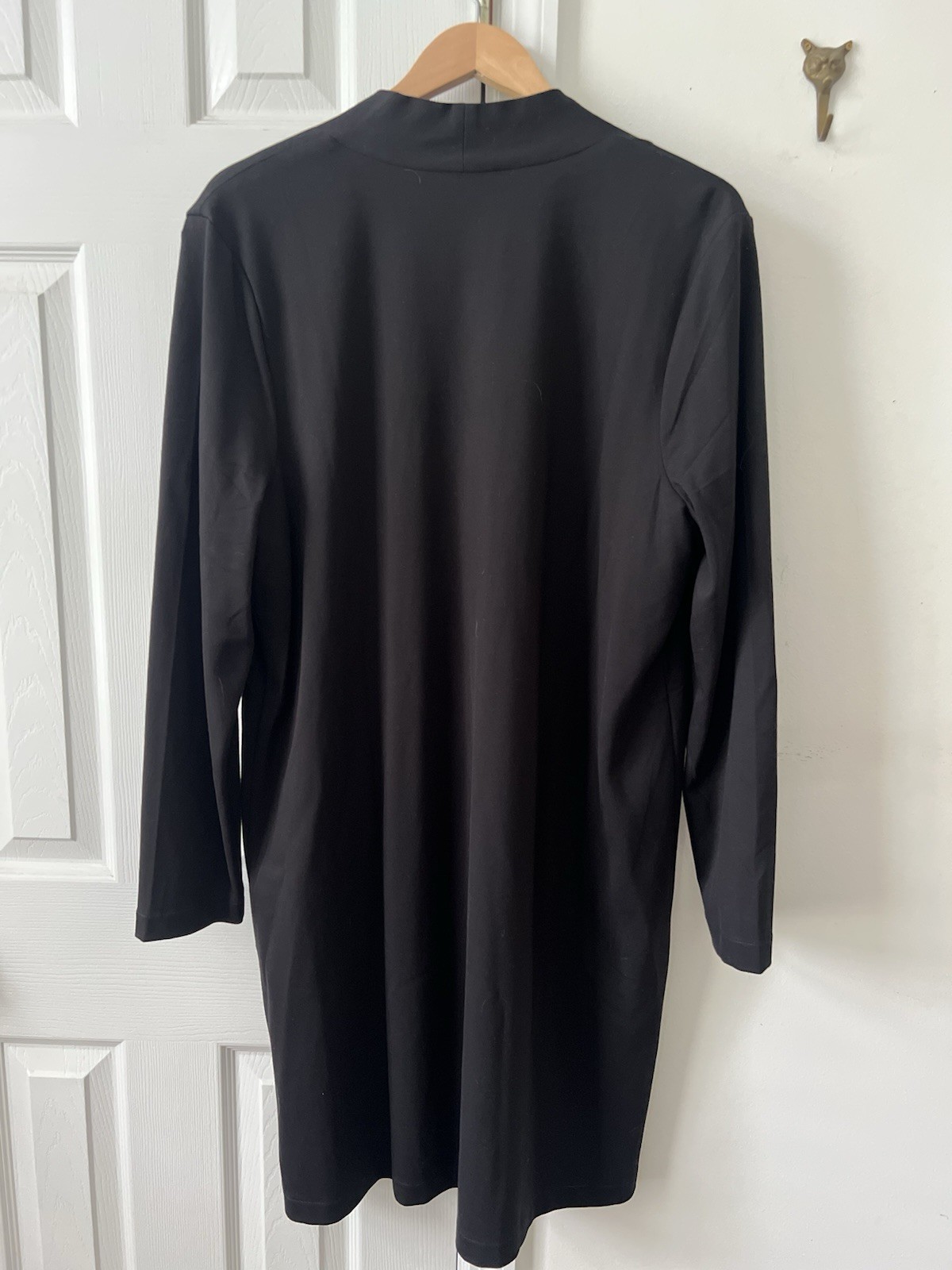 Chico’s Size 3 (XL-16) True Black V-Neck Long Sleeve Dress NEW W/Tag ($129)