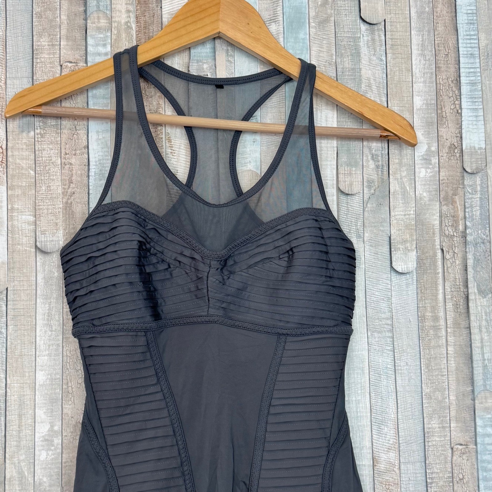 Adidas by Stella McCartney Mini Tennis Dress Mesh Pleated Racerback Charcoal 2 4