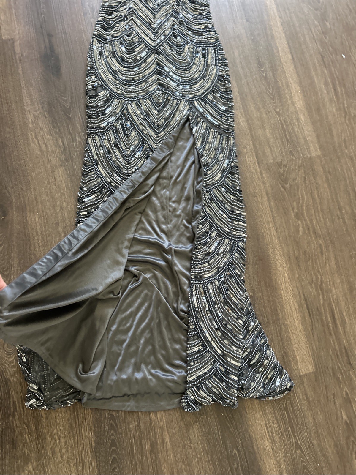 Primavera Couture Beaded Sequence Prom Gown Heavy Beading Formal Slit 0 India