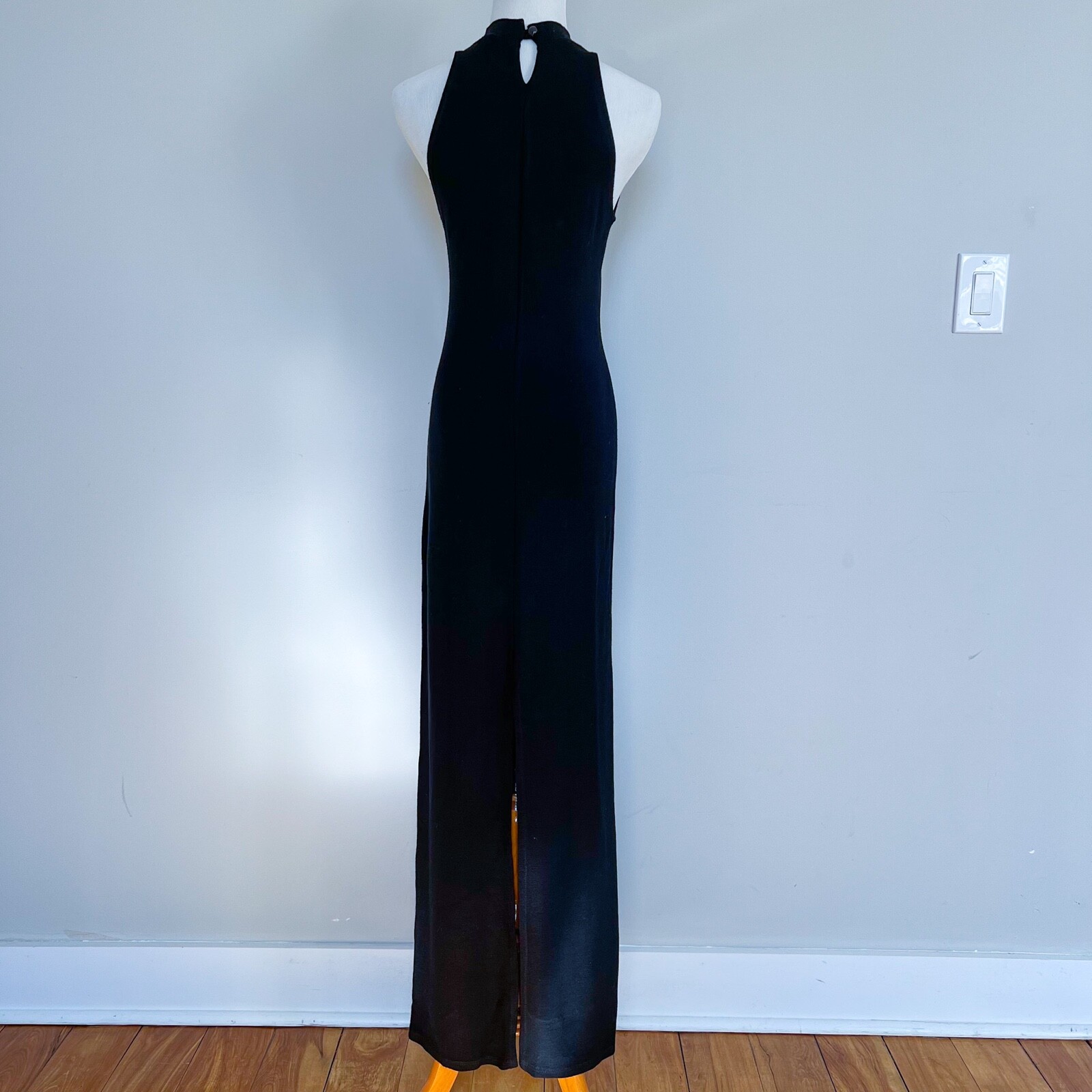 Rebecca Collection | EU38 6 Sexy Maxi Mock Neck Halter Stretch Dress Back Slit