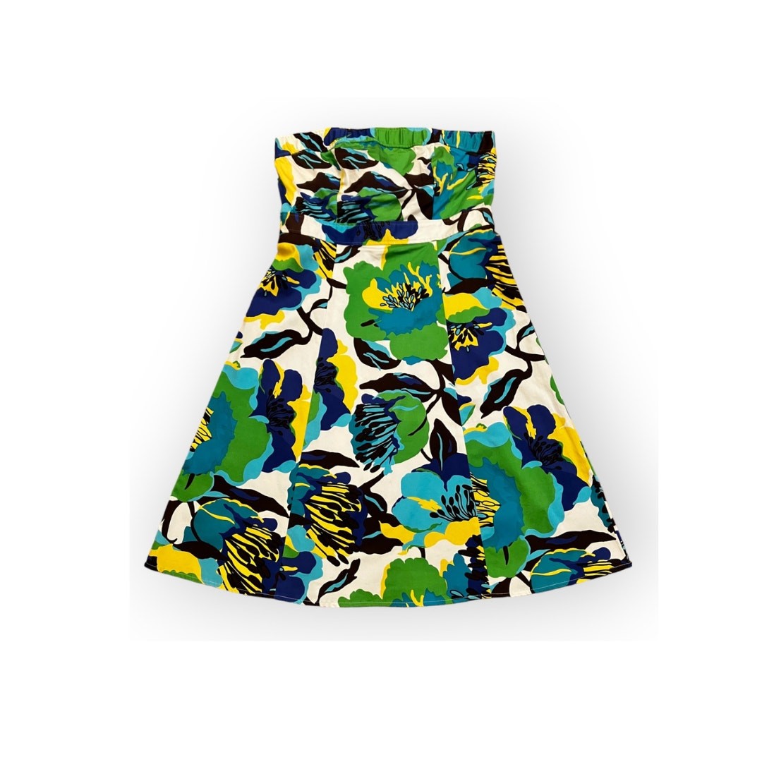 Vibrant Vintage Y2K Floral Strapless Sundress