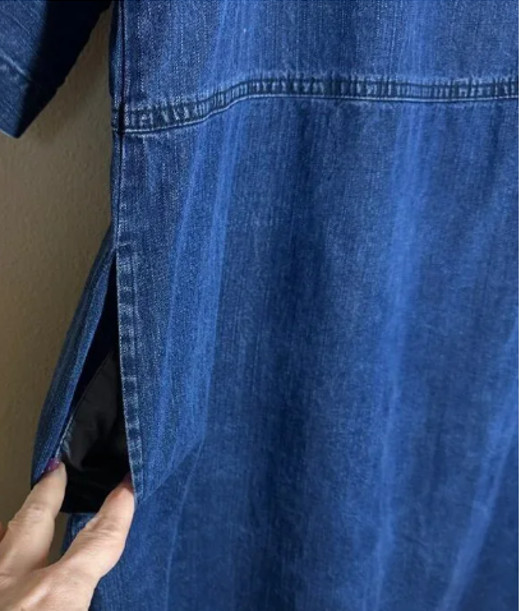 Eileen Fisher Chambray Dress Organic Cotton Blend Size Medium