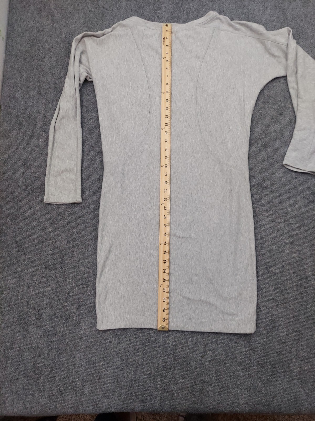 Athleta Shift Dress Womens Medium Tall Gray Fleece Long Sleeve Athleisure Knee