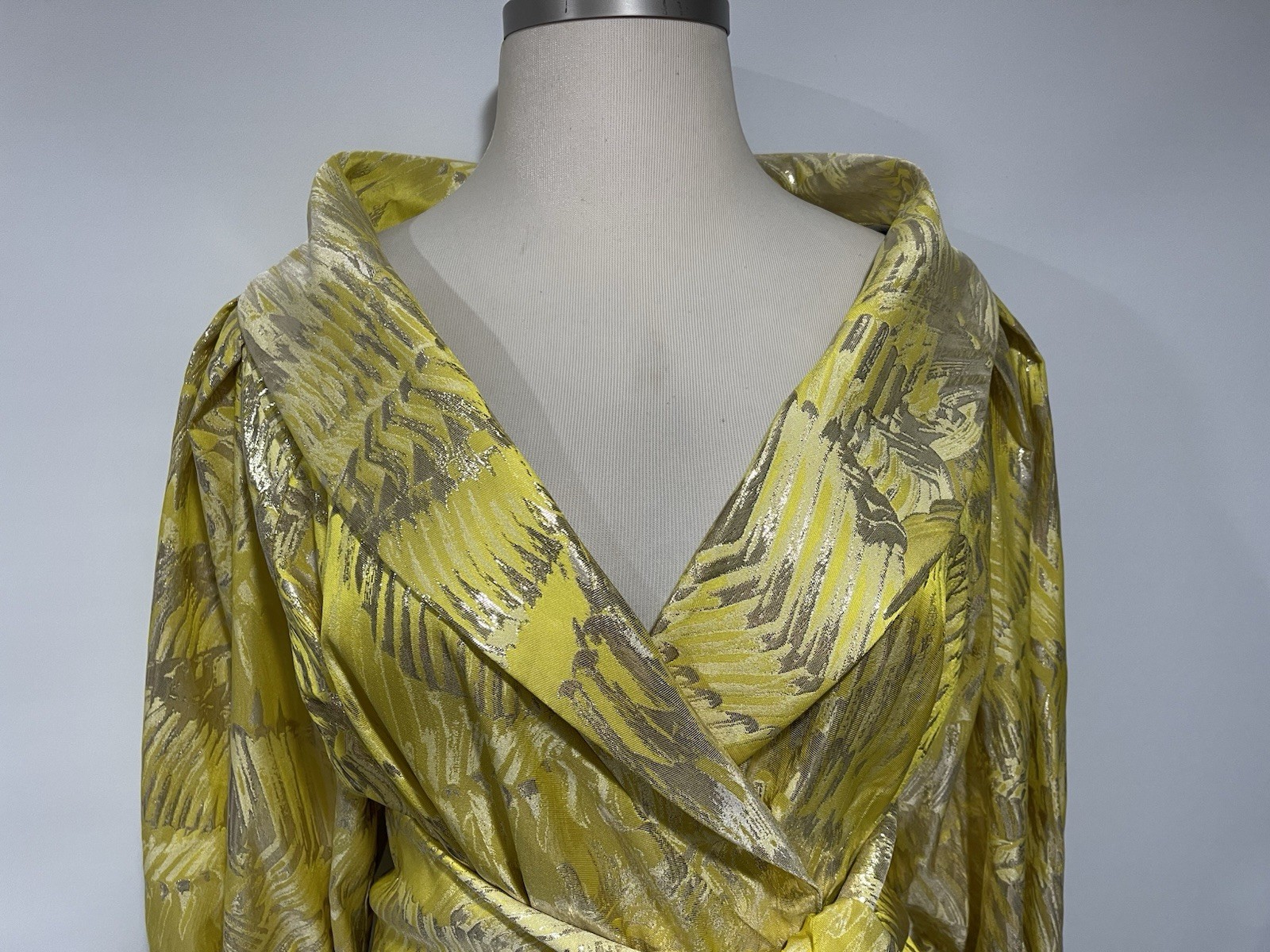 MARINA RINALDI FORMAL EVENING YELLOW/GOLD GOWN BROCADE DRESS US-20 NWT $2,800