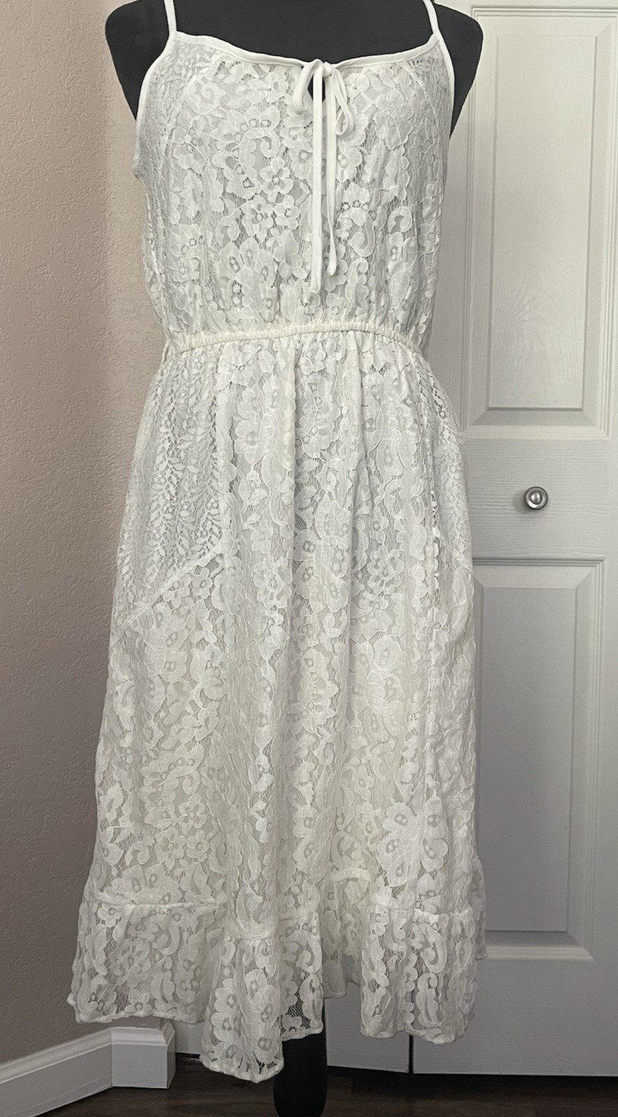 NWT UTTAM LONDON LACE PANELS Y2K DRESS SZ US 12 UK 14 OFF WHITE ROMANTIC BOHO