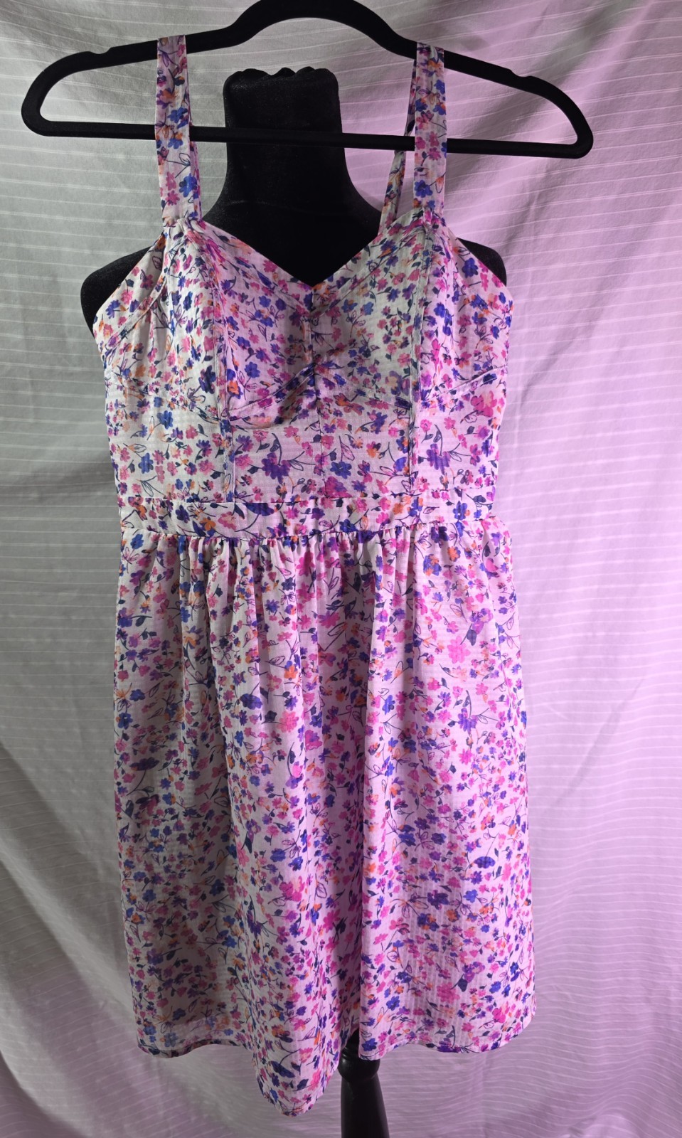 Candies Dress Floral Mini Sundress Adjustabel Strap Sweetheart Neckline, Small