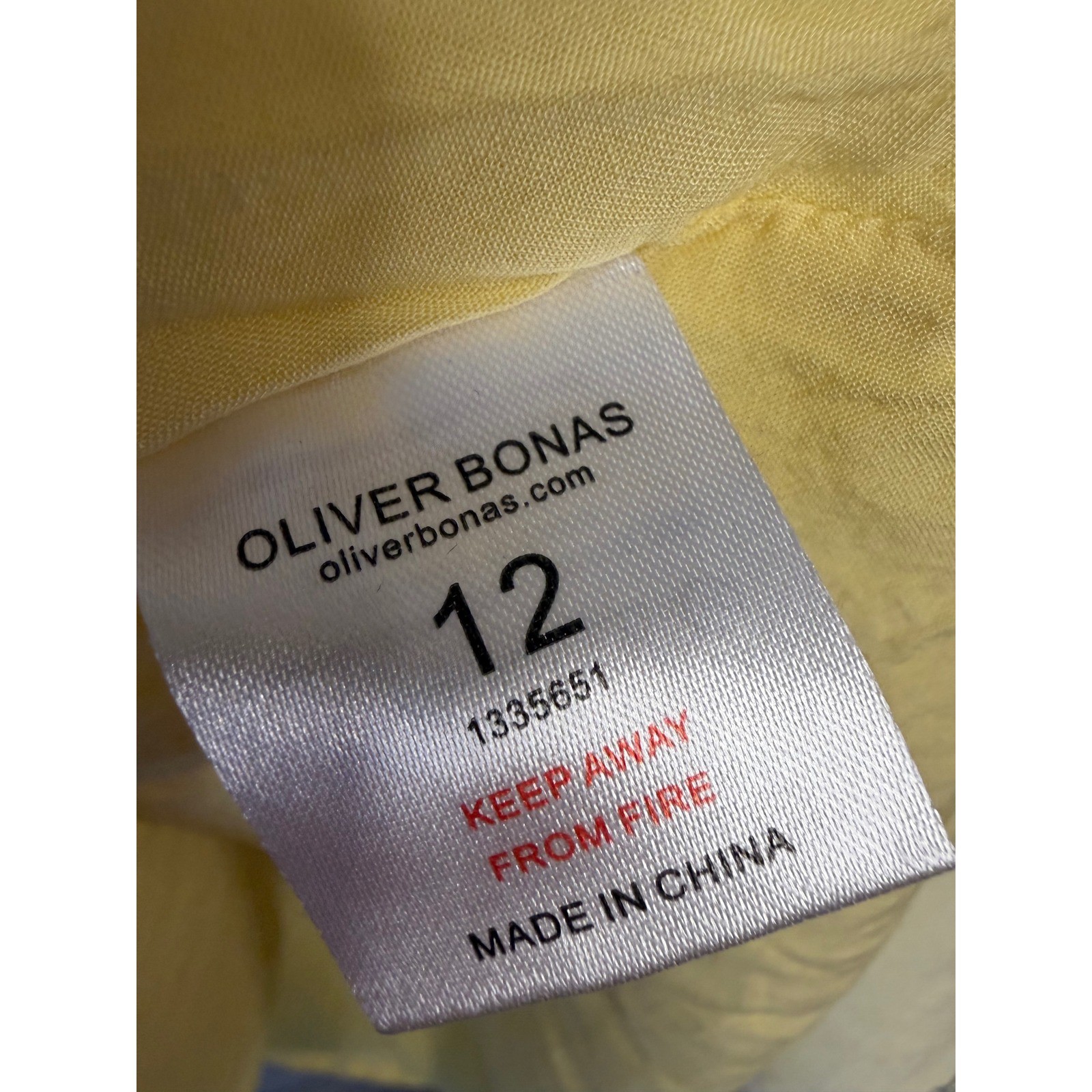 Oliver Bonas Yellow Floral Pintuck Long Sleeve Mini Dress US 8 UK 12 1335651