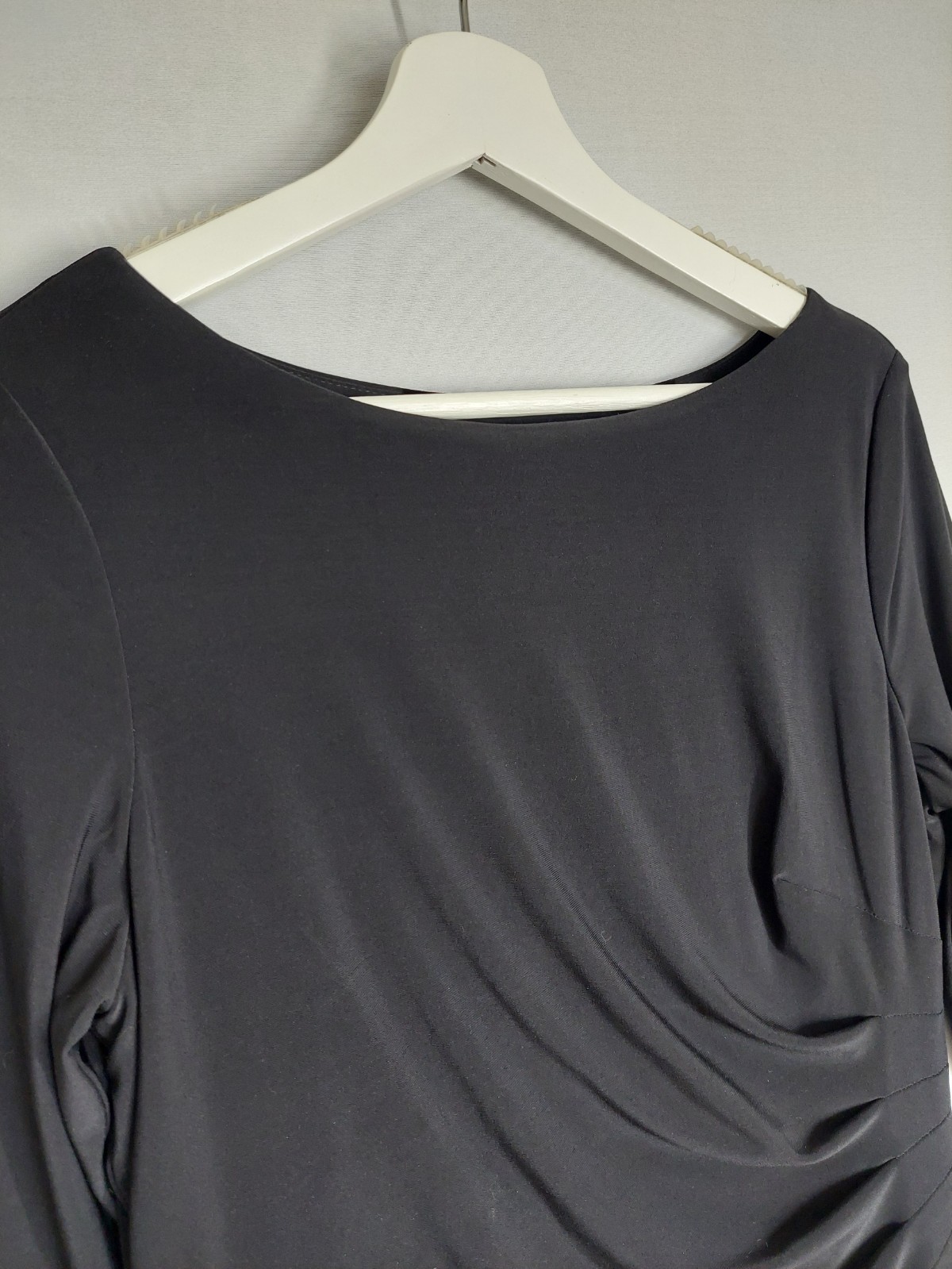 Lauren Ralph Lauren Black Ivory Peplum Dress Womens UK 14 Ruched Asymmetric