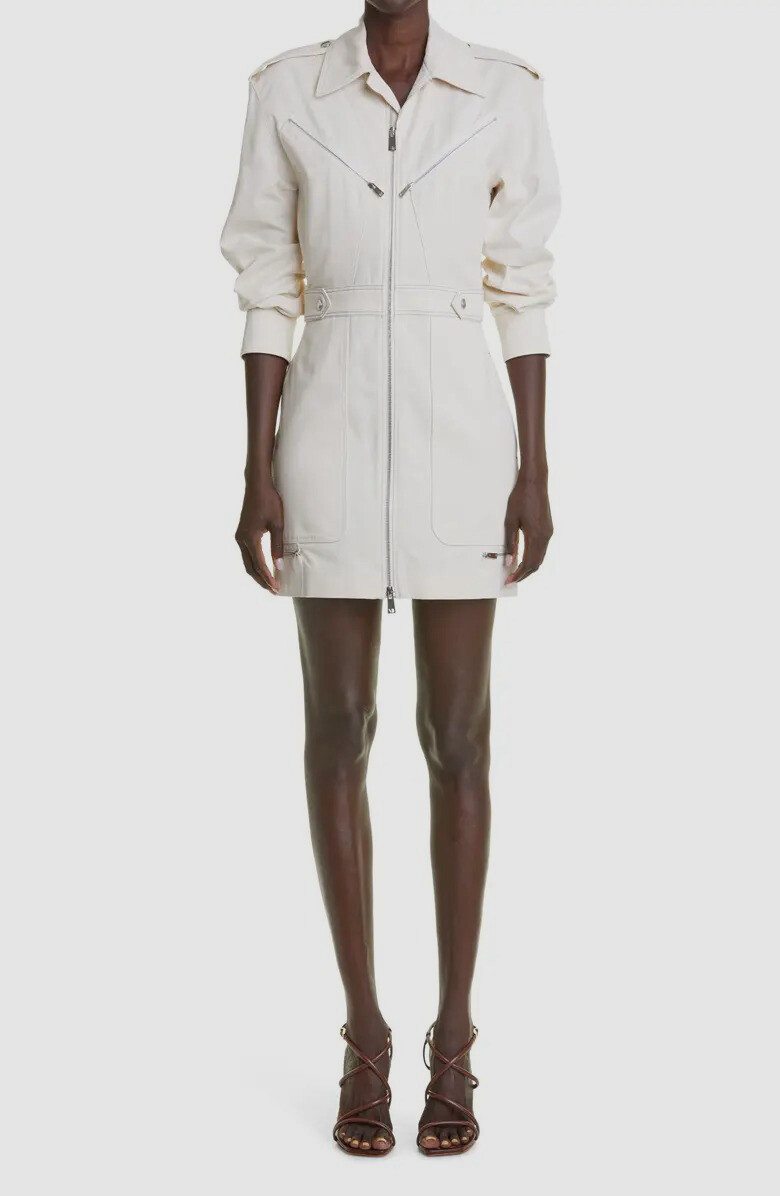 $891 Victoria Beckham Women’s White Two Way Zipper Collared Shirt Dress UK6/US2