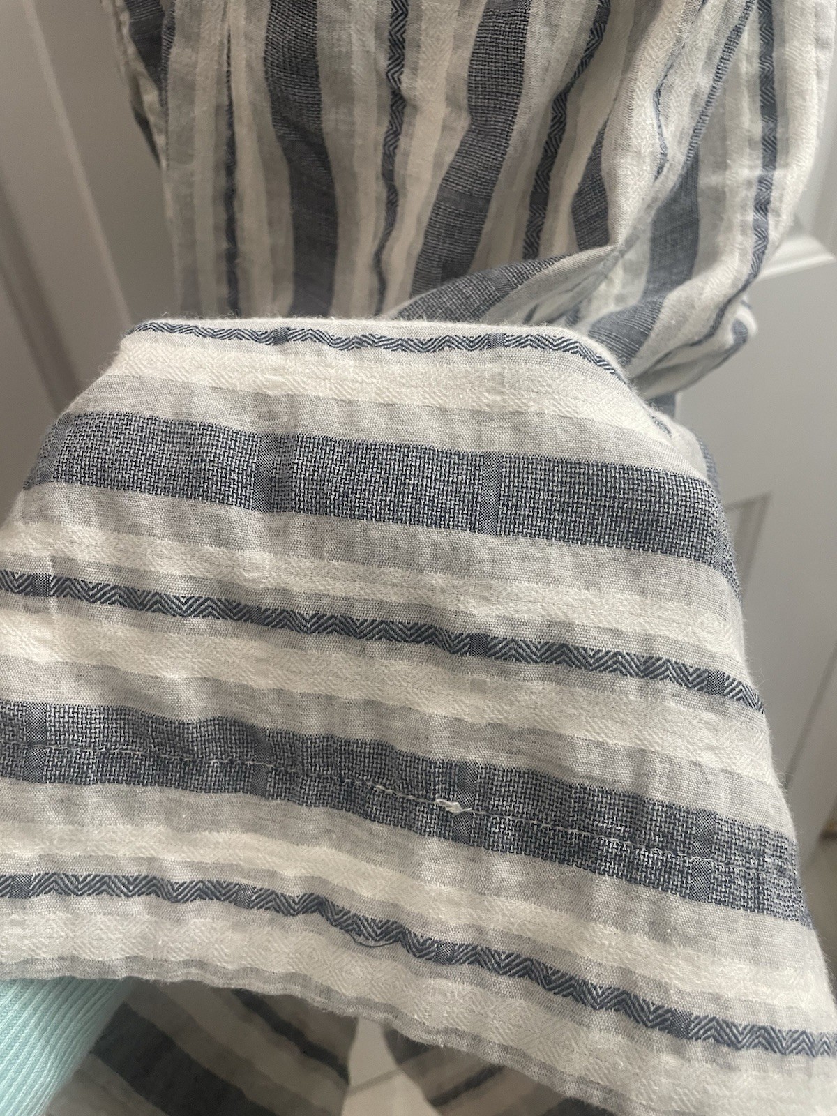 Ciel USA Blue White Striped Square Neck Sleeveless Midi Dress Pockets S