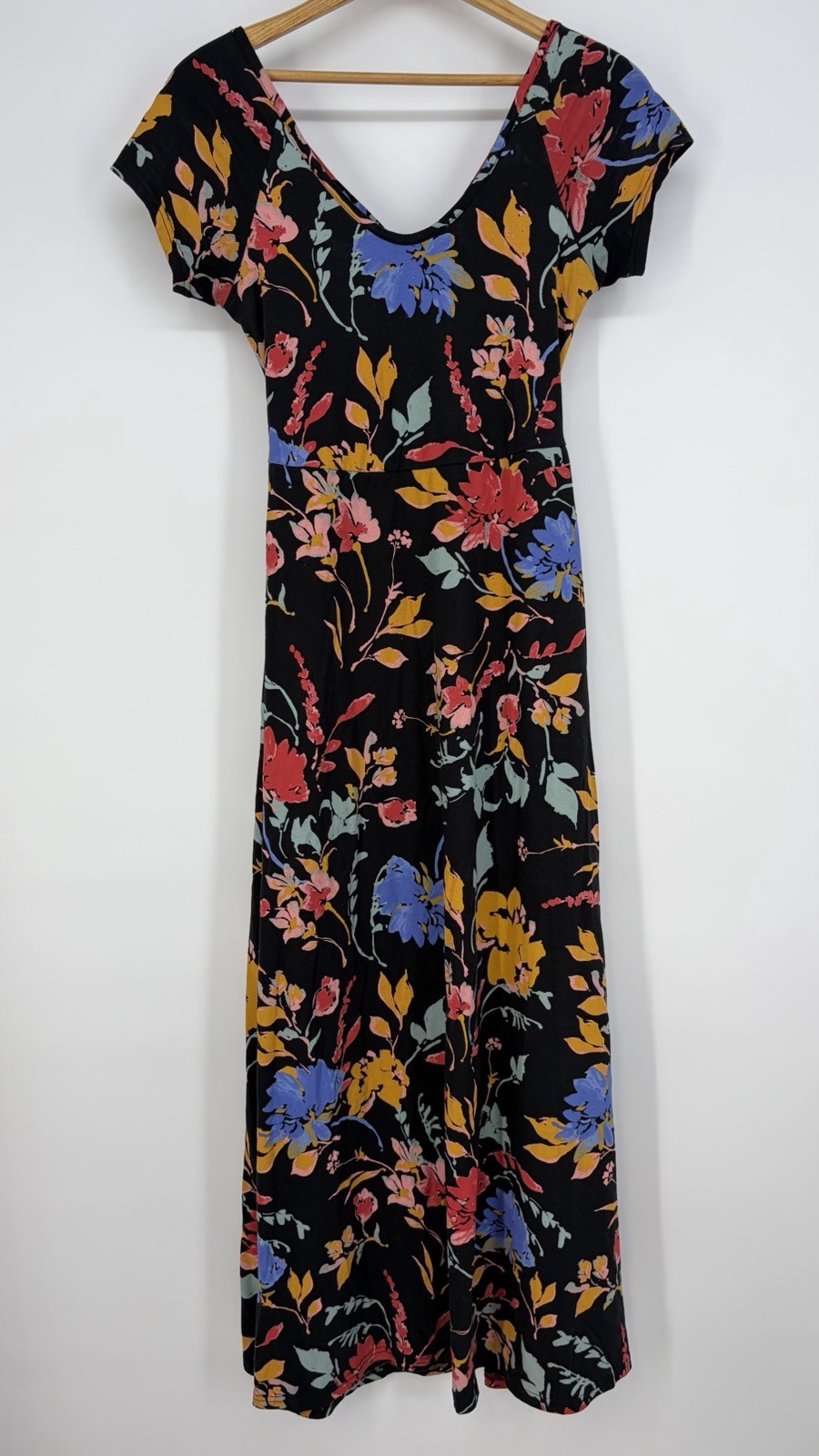Pact Fit And Flare Crossback Maxi Dress S Nightfall Blooms Organic Boho Floral