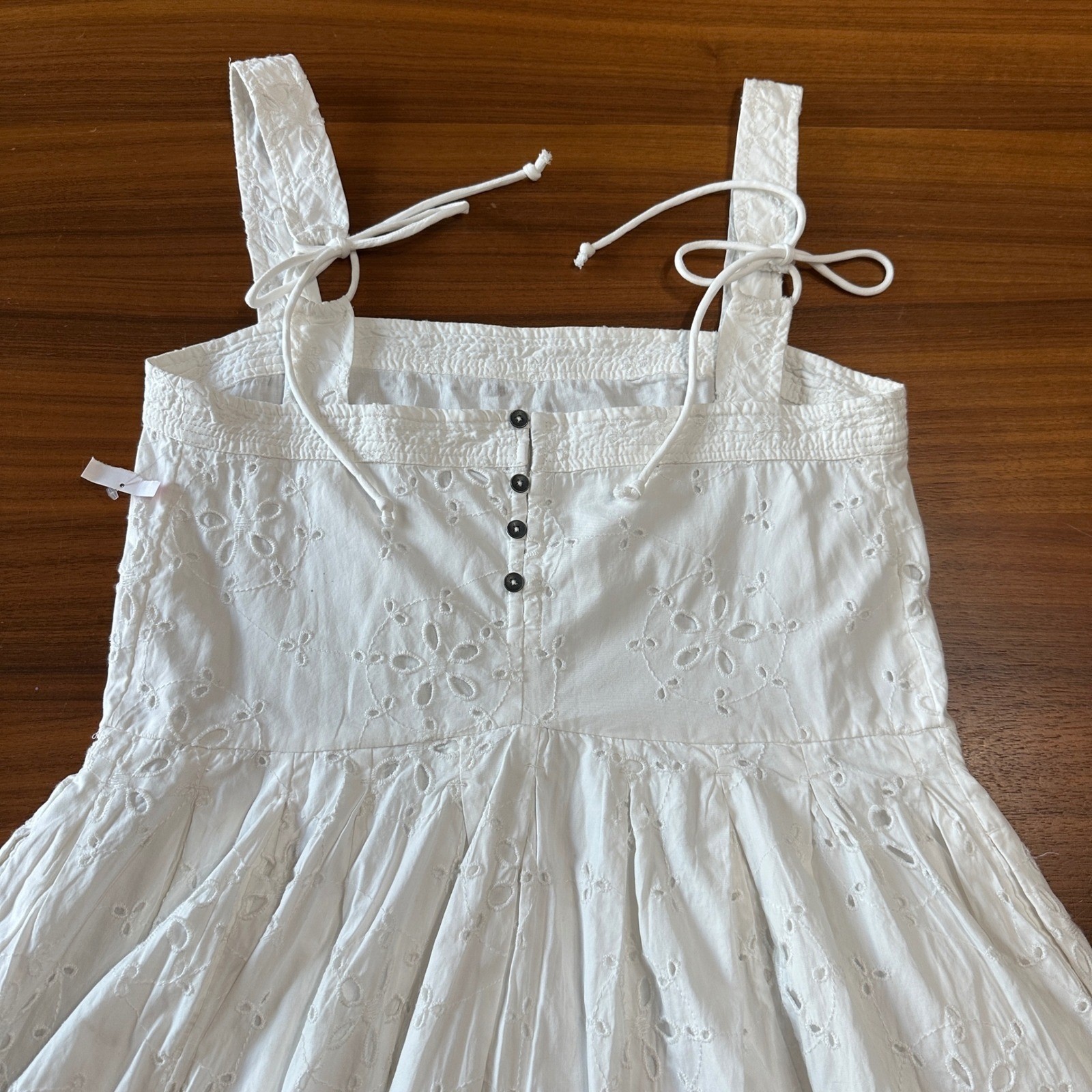 Free People Primavera Eyelet White Lace Midi Dress Medium Coastal Clean Girl