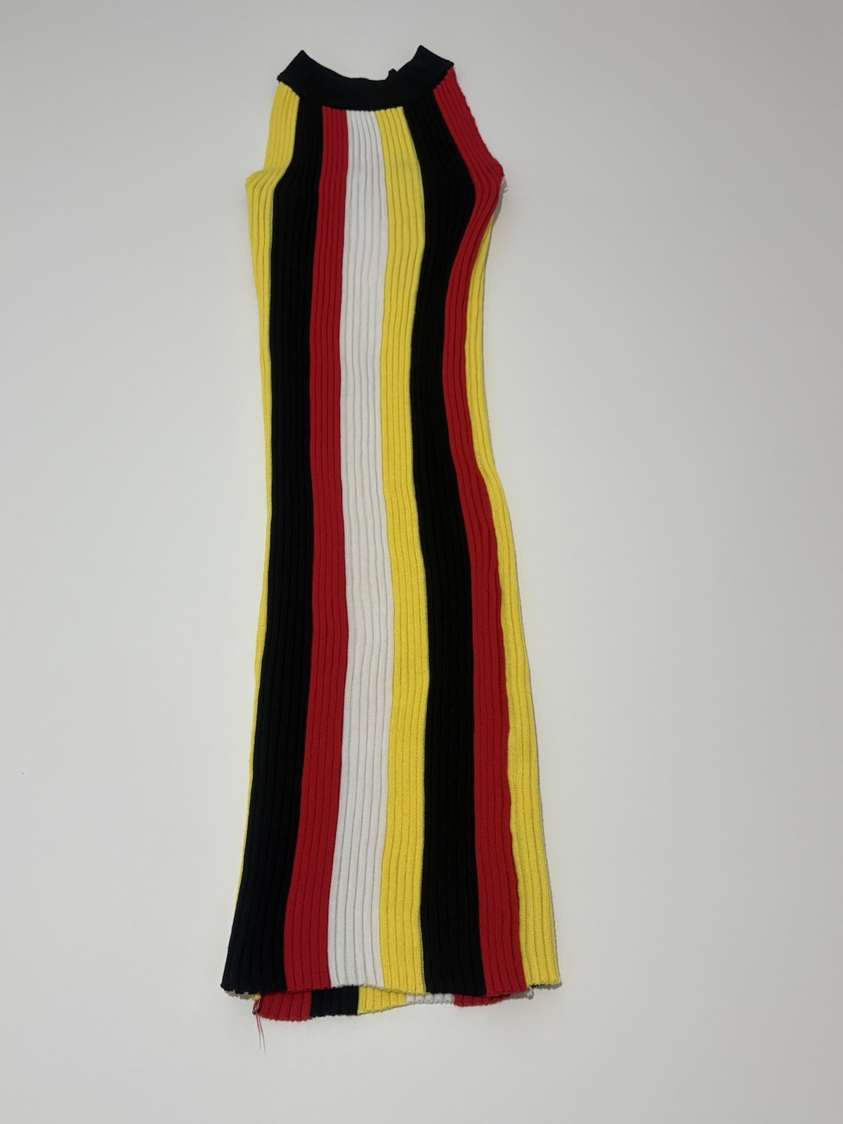 Sleeveless Ribbed Bodycon Dress in Red, Yellow, Black & White