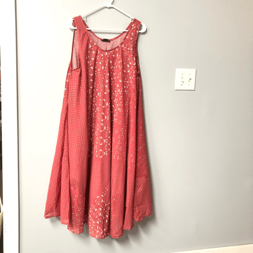 ana & rose art nouveau print mauve a line loose fit tank dress one size fits mos