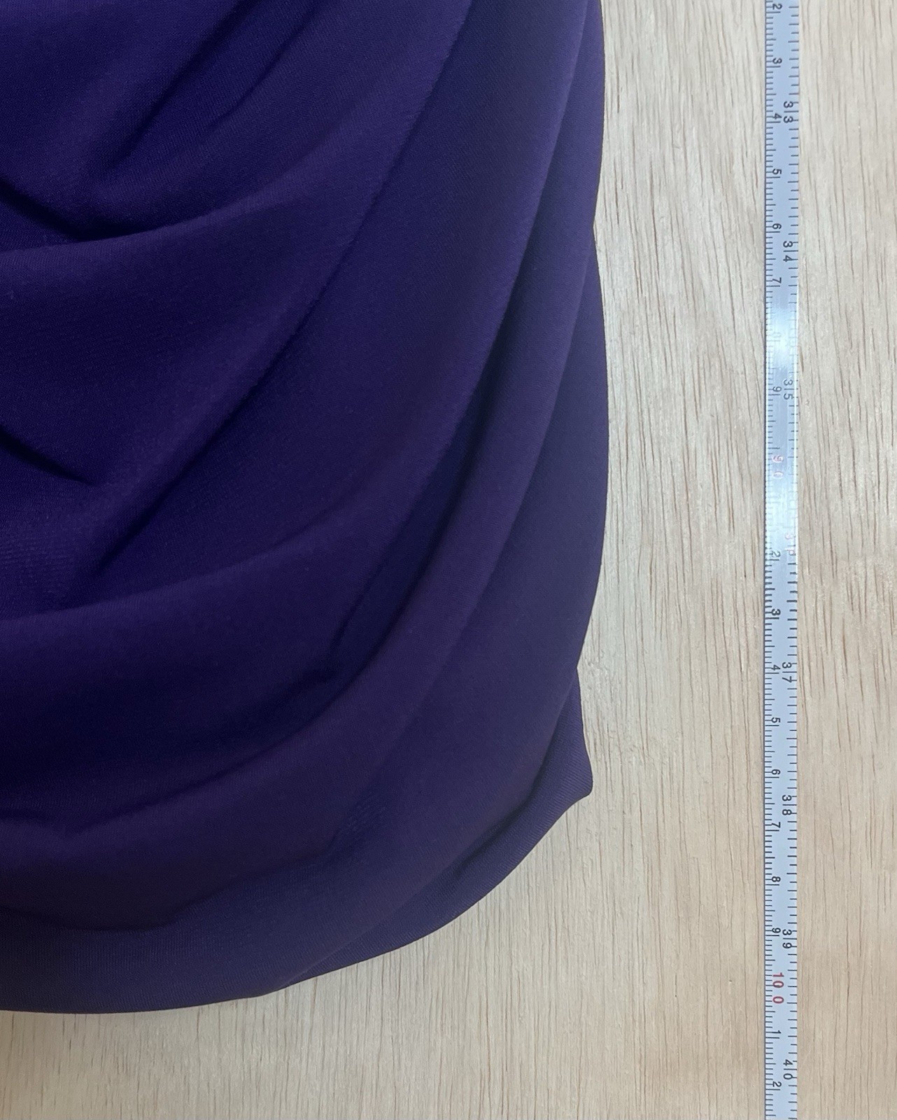 Saint Tropez West Royal Purple Ruched Midi Cowl Neck Sheath Bodycon Dress S 4
