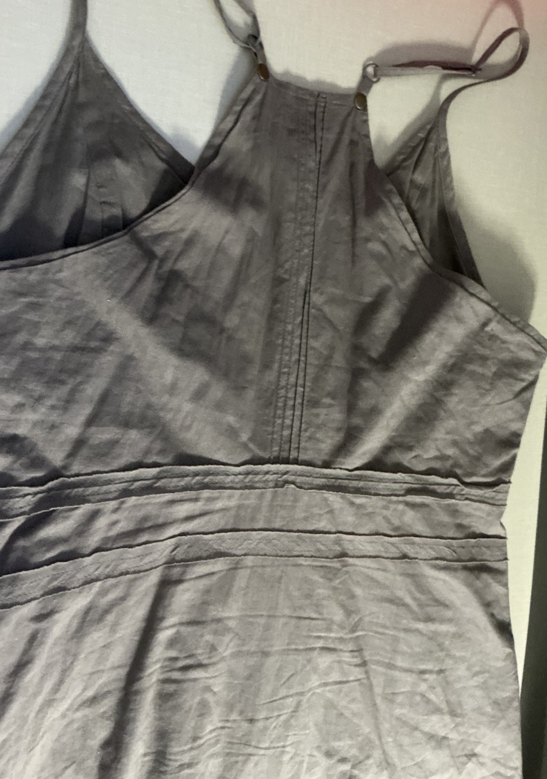 Akini Women’s Gray Solid Slip Dress Scoop Neck Pleated Adjustable Straps US 6
