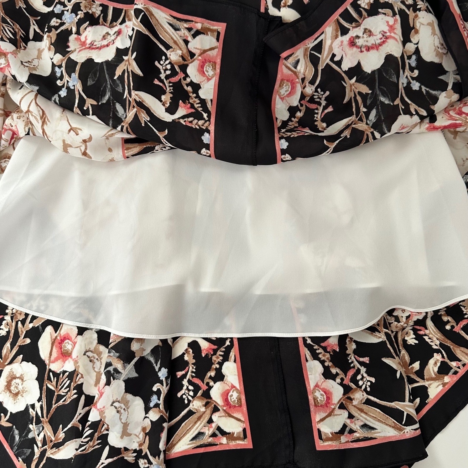 White House Black Market Floral Handkerchief Midi Dress Black Pink 2P Petite