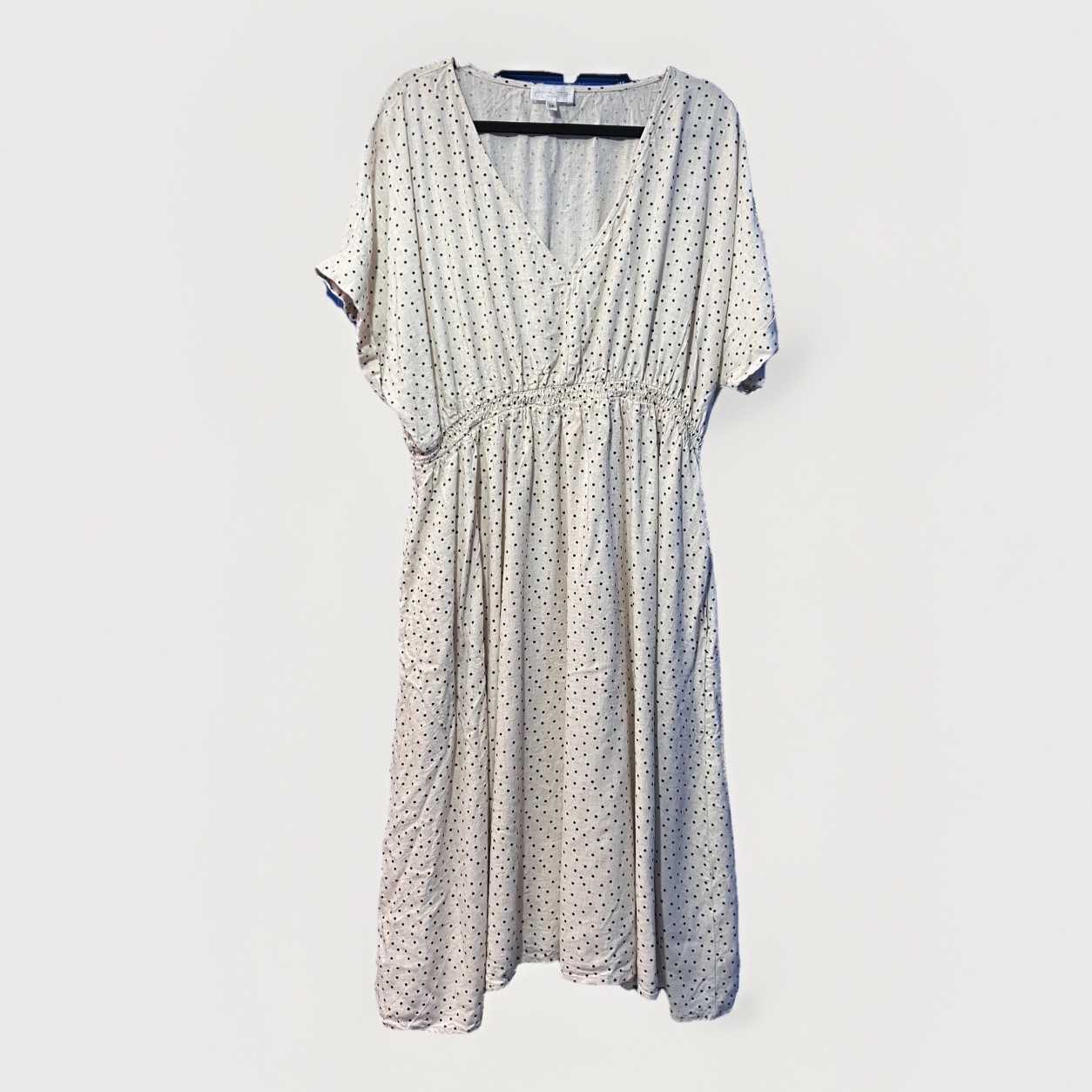 Proud Poppy Clothing Oatmeal Polka Dot Plus Size 18 Midi Short Sleeve Cottagecor
