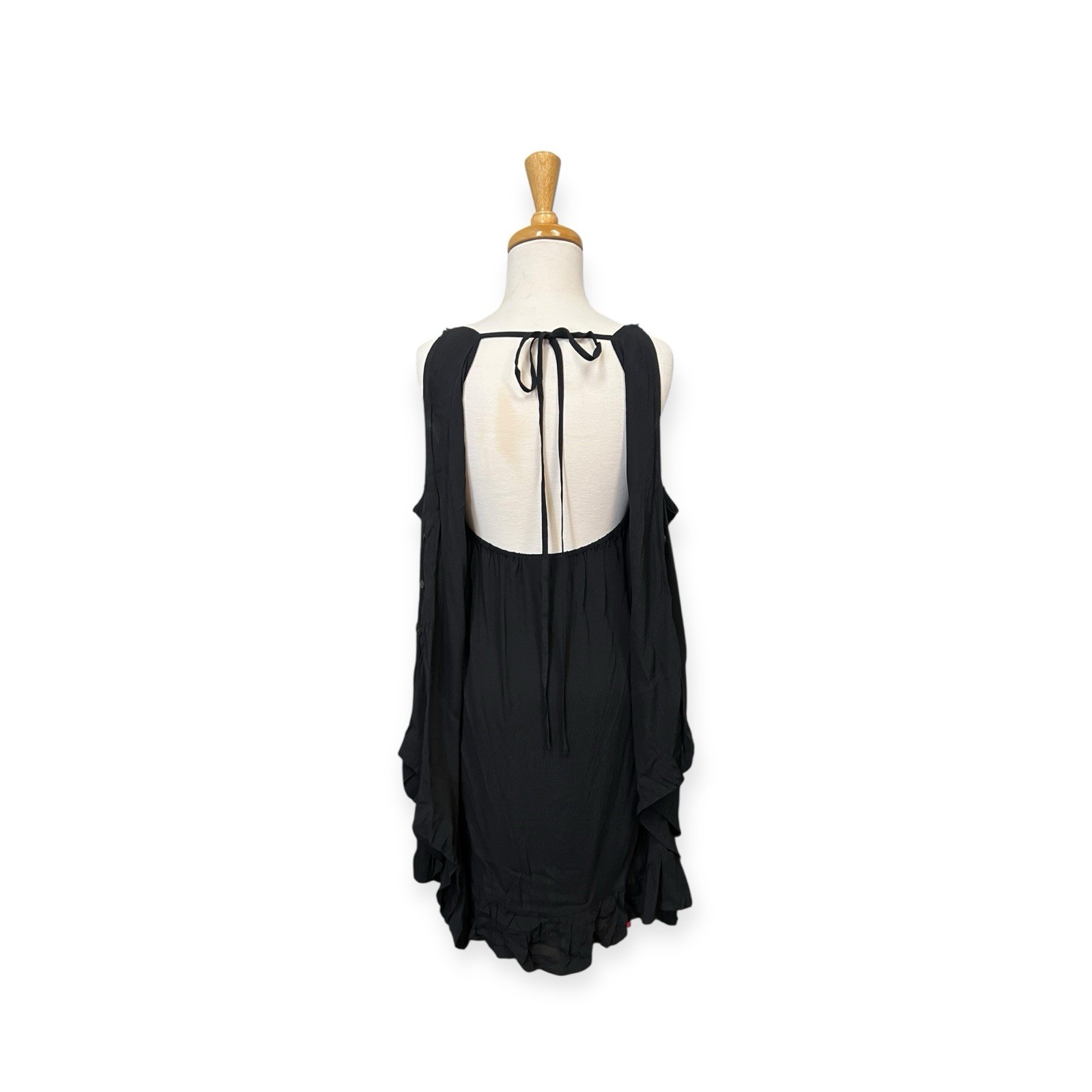 CatchMe Flare Sleeve Cold Shoulder Black Mini Dress Size M Medium Gypsy