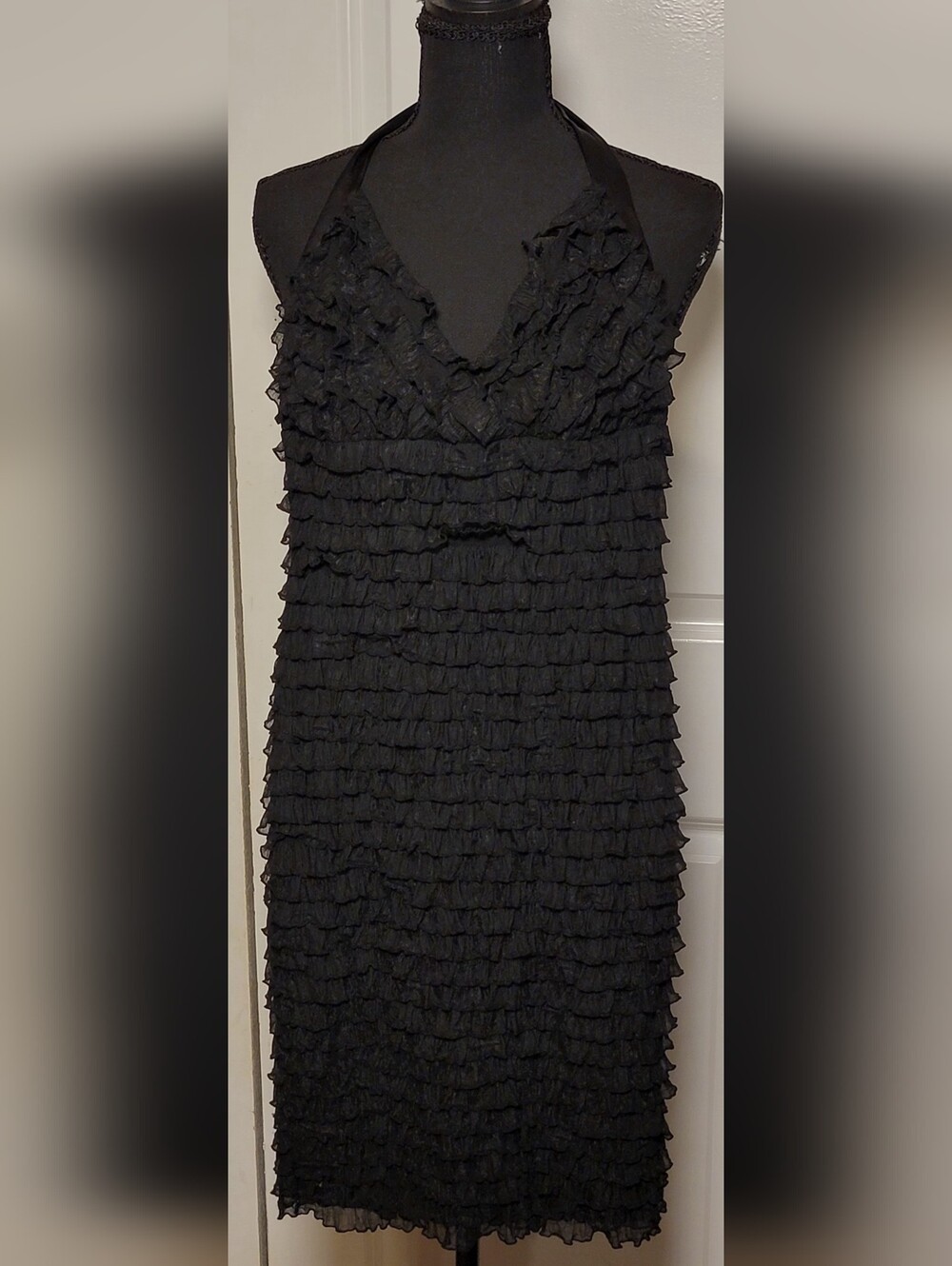 Betsey Johnson Black Ruffle Halter Dress Size Small